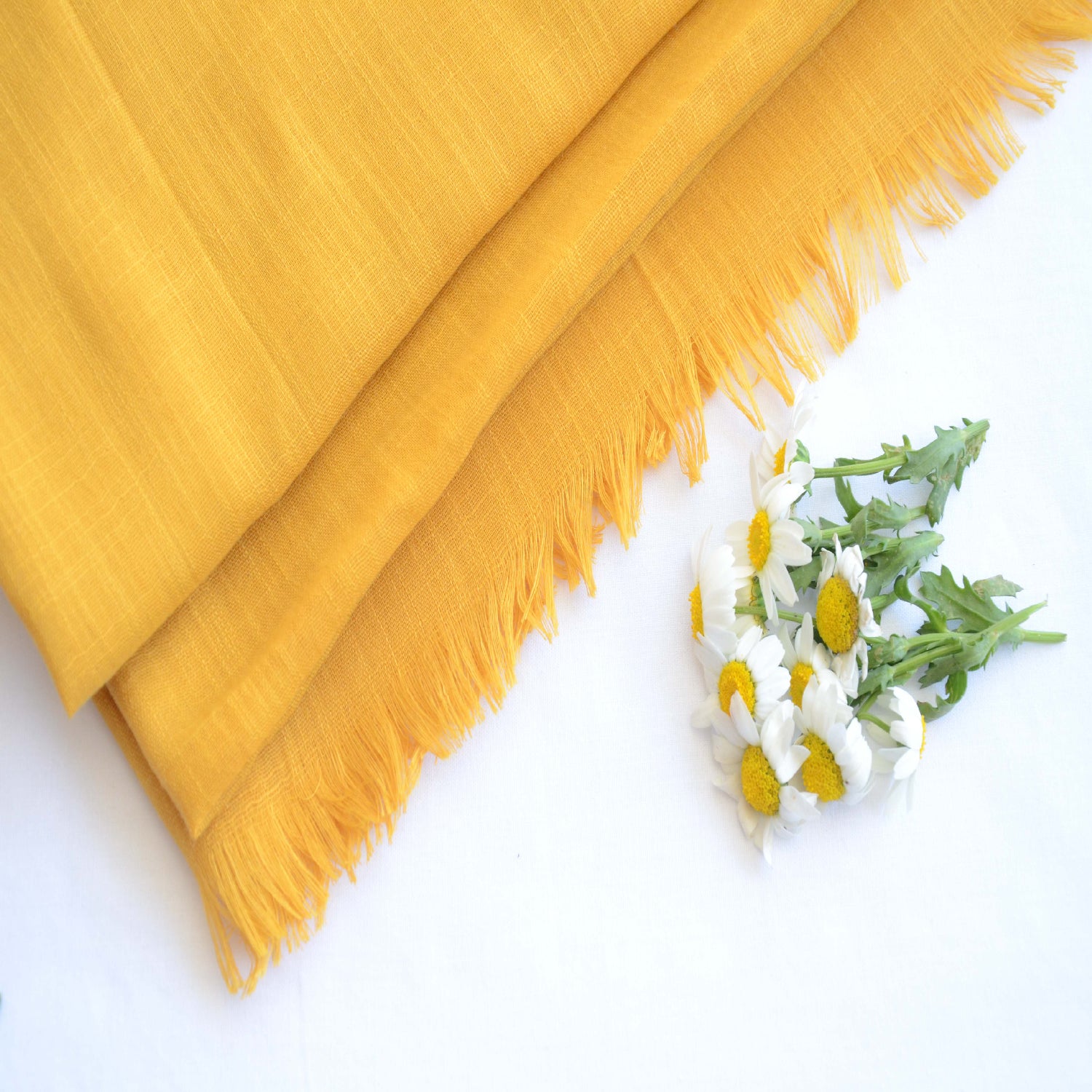 slub lawn Hijab in Mustard