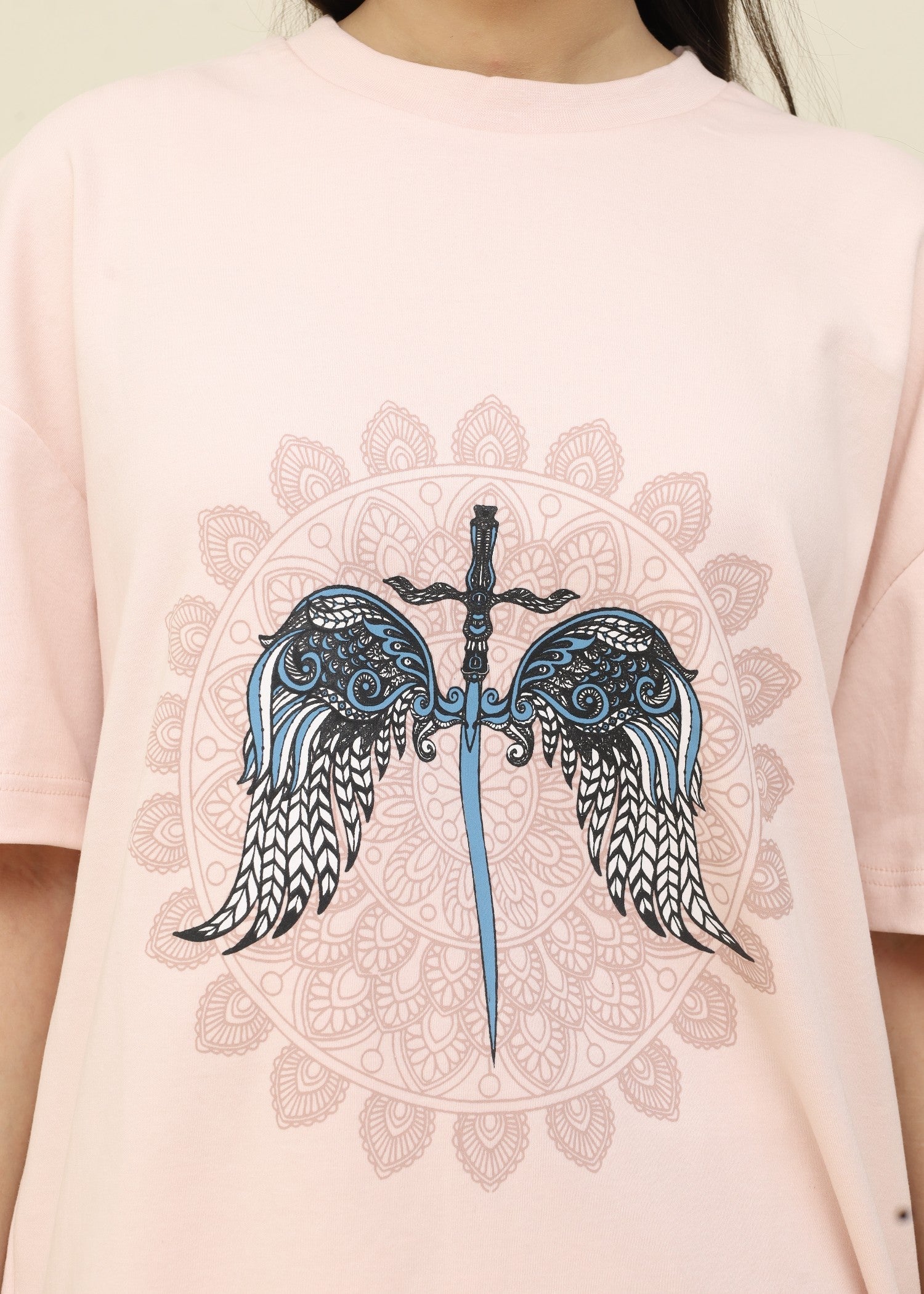 interlock knit T Shirt in Baby pink