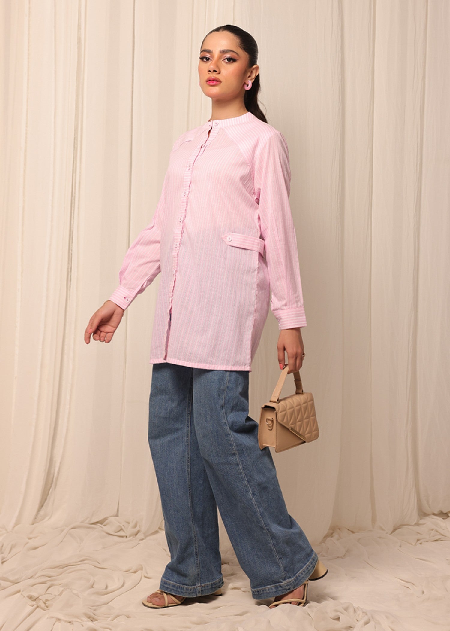 yarn dyed Kurti in Pink
