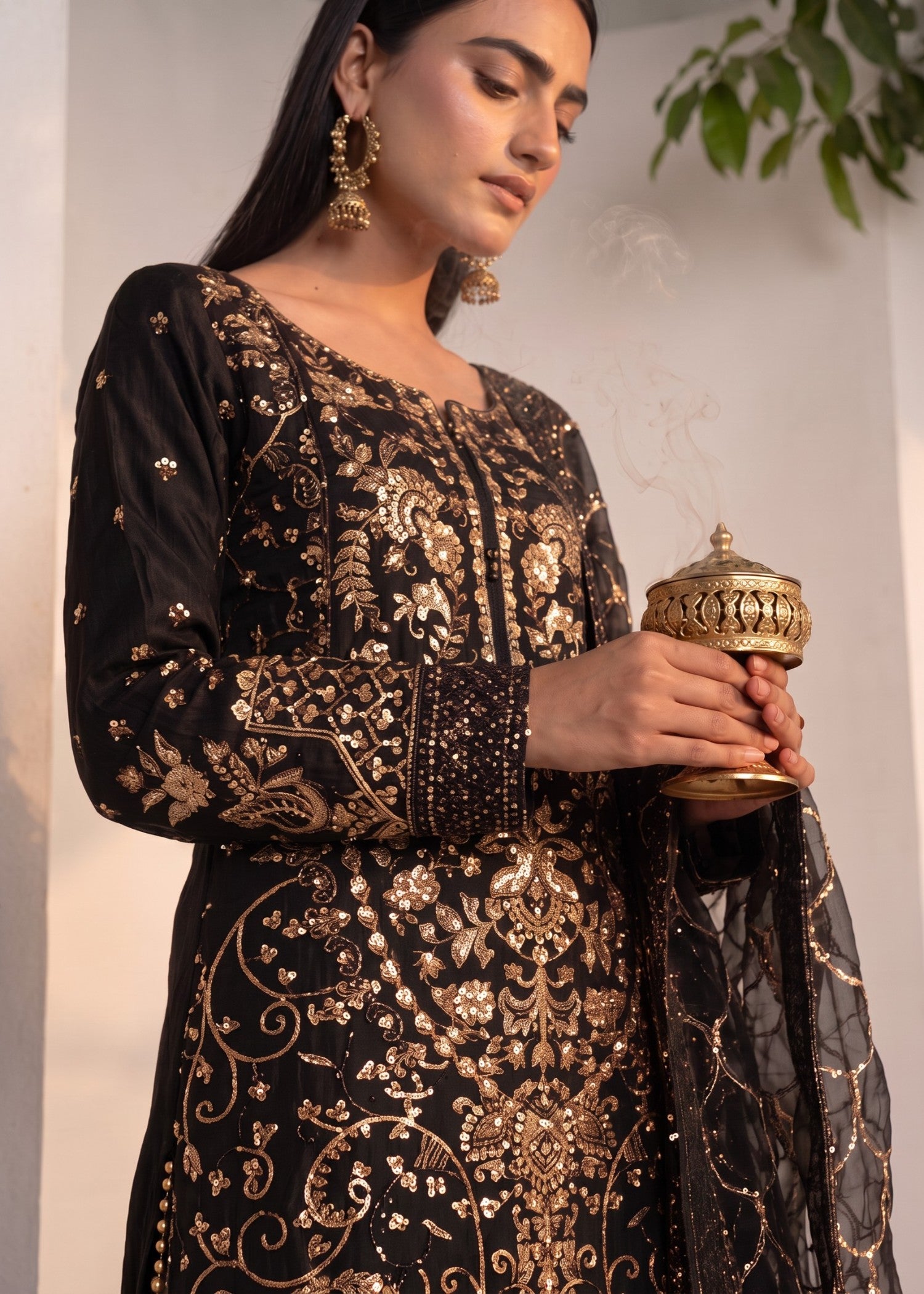 viscose Gharara in Black