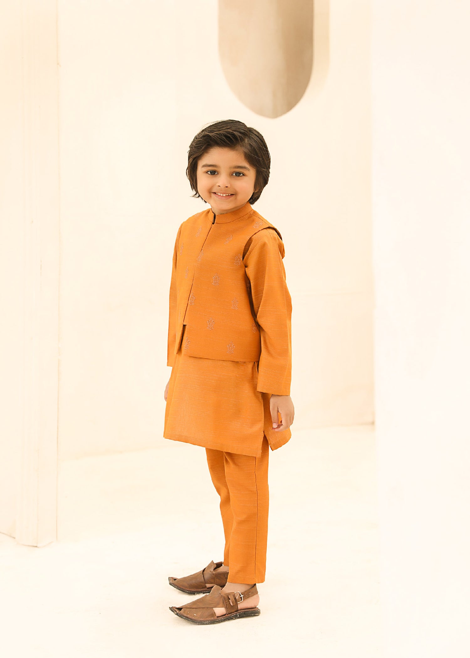 injected slub Waistcoat in Mustard
