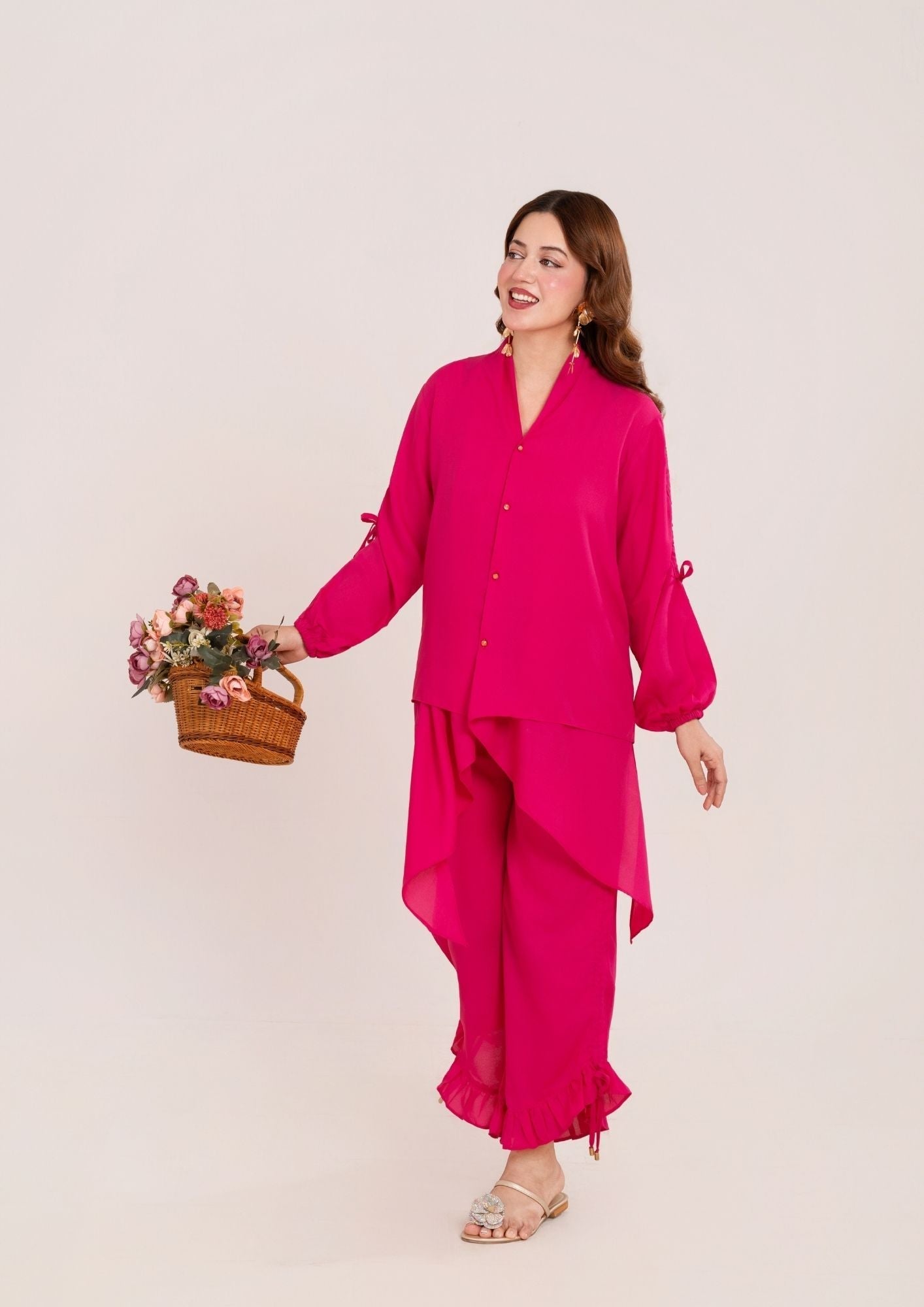 georgette Co ord Sets in Hot pink