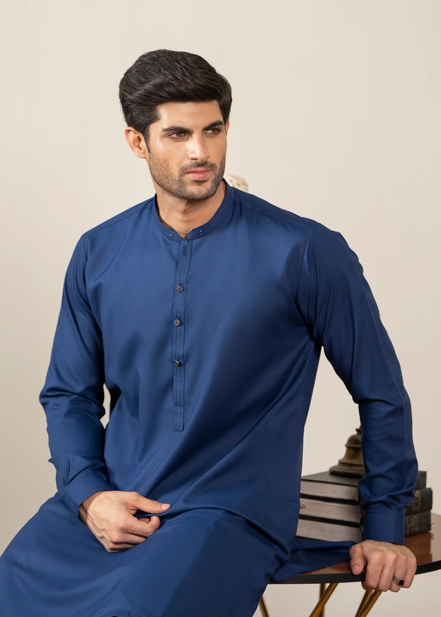 wash & wear Shalwar Kameez in Navy blue by Black Pearl