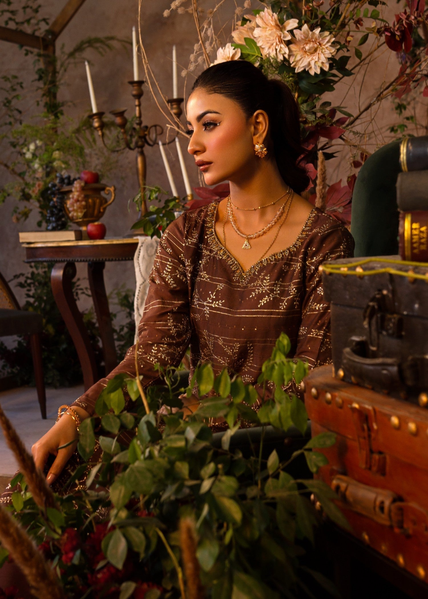 viscose Kurta Set in Brown