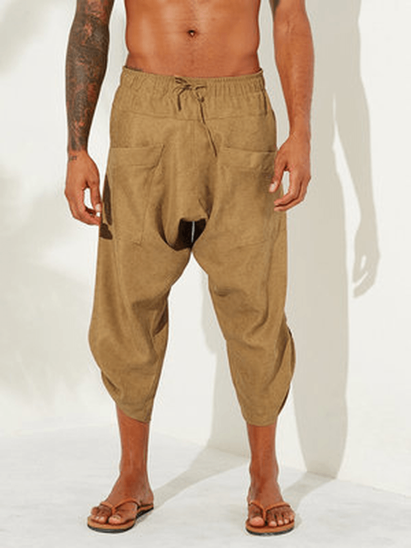Loose Cropped Trousers with Bouquet Feet Trousers Men
