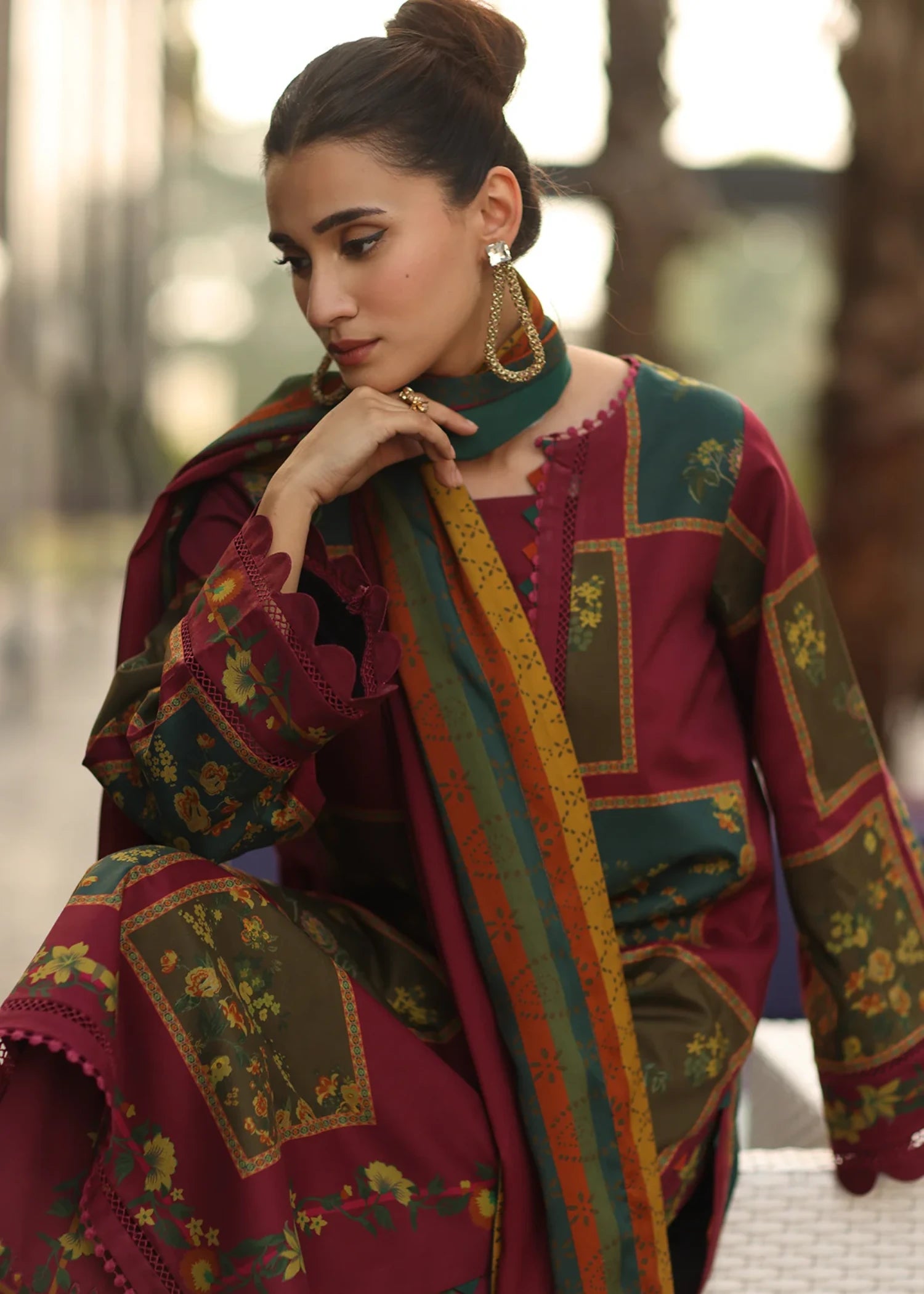 poly silk Kurta Set in Maroon