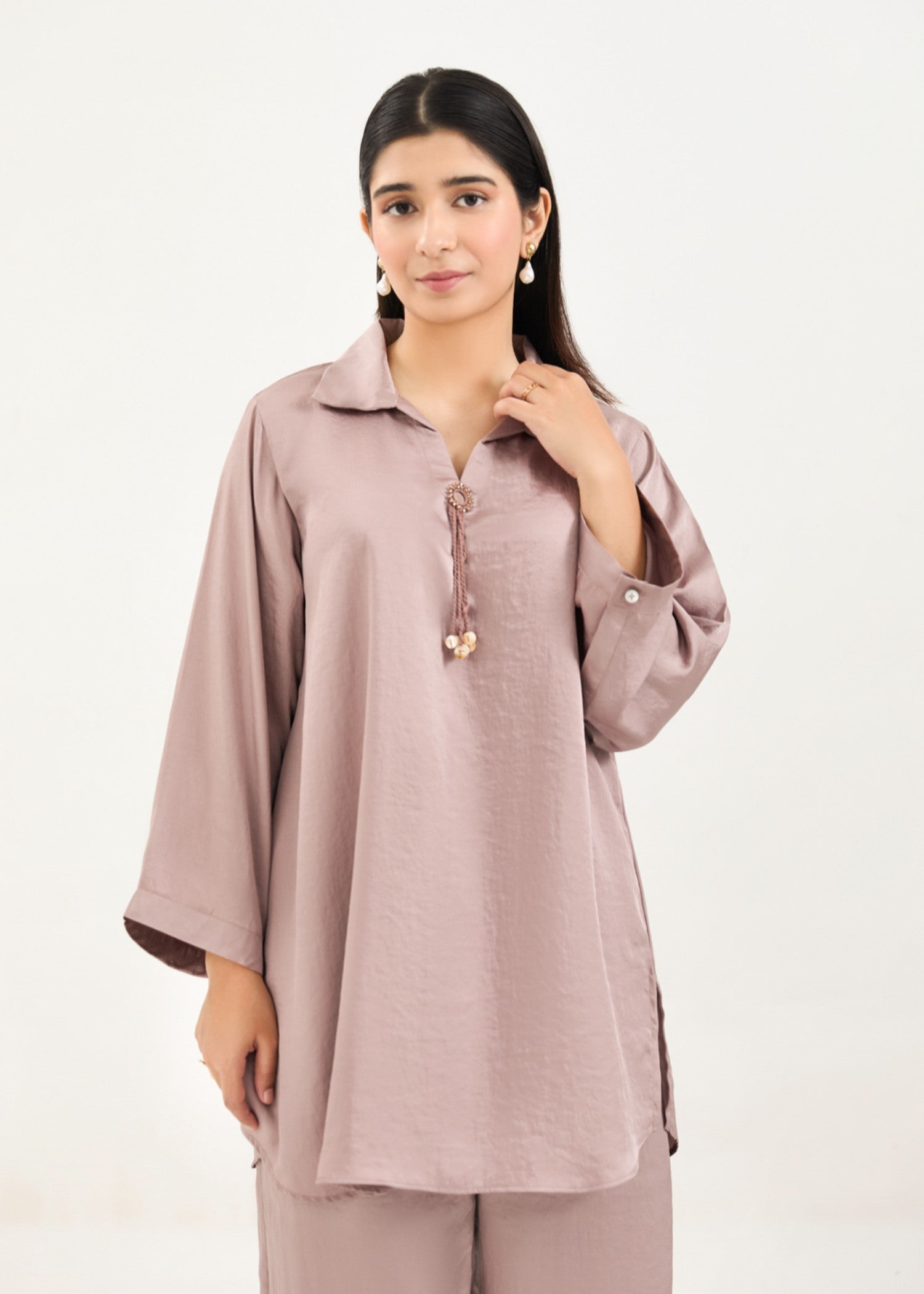 silk Co ord Sets in Lavender grey