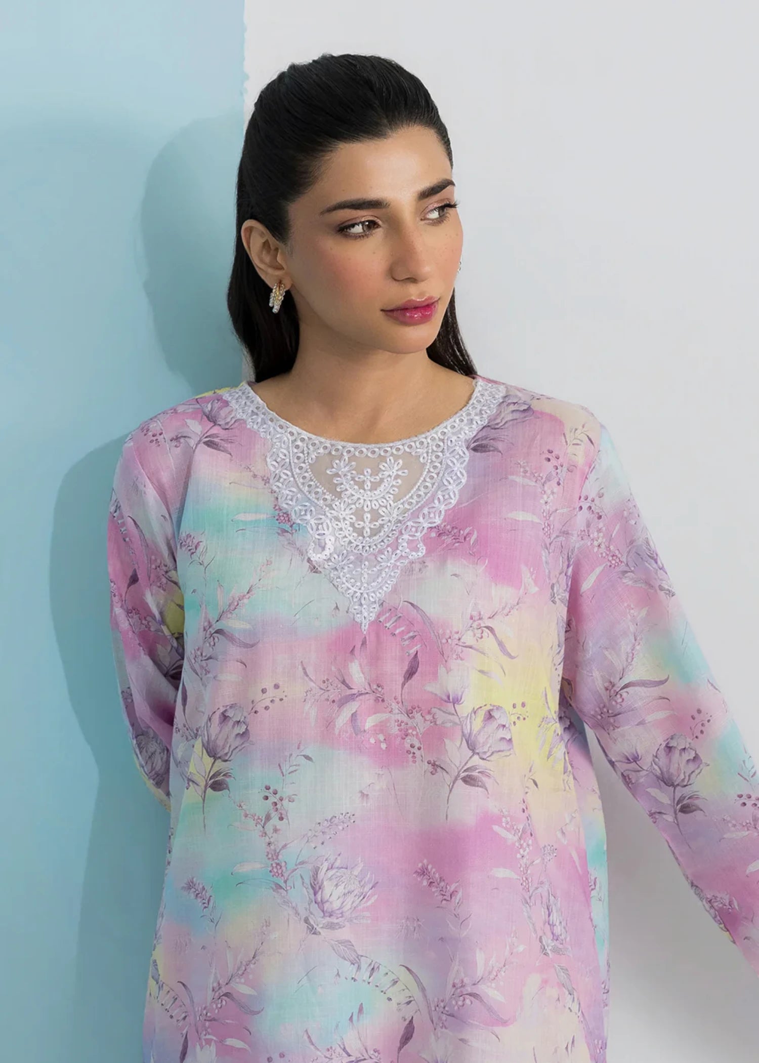 lawn Kurti in Lilac