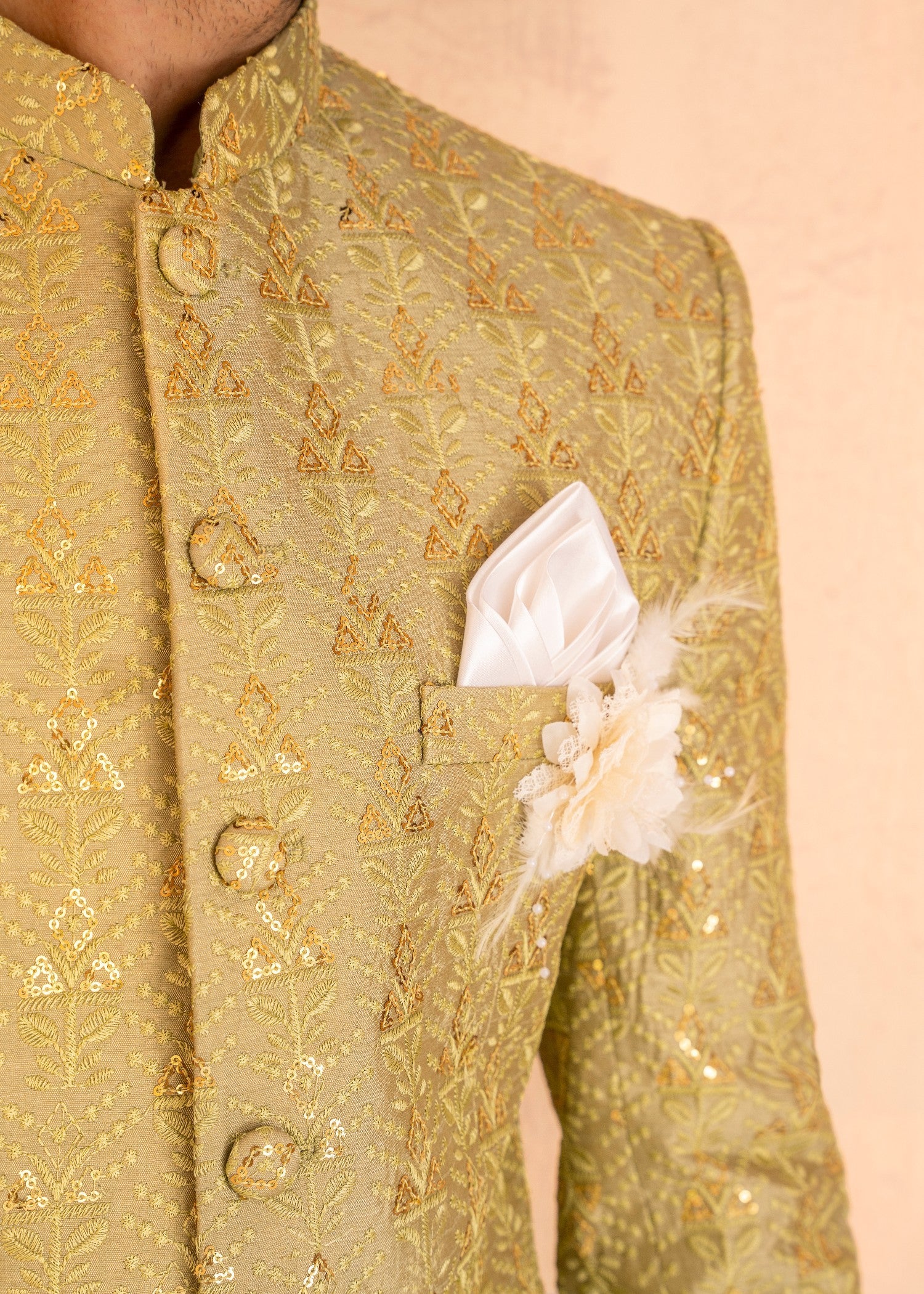 raw silk Prince Coat in Apple green by Yes the instyle