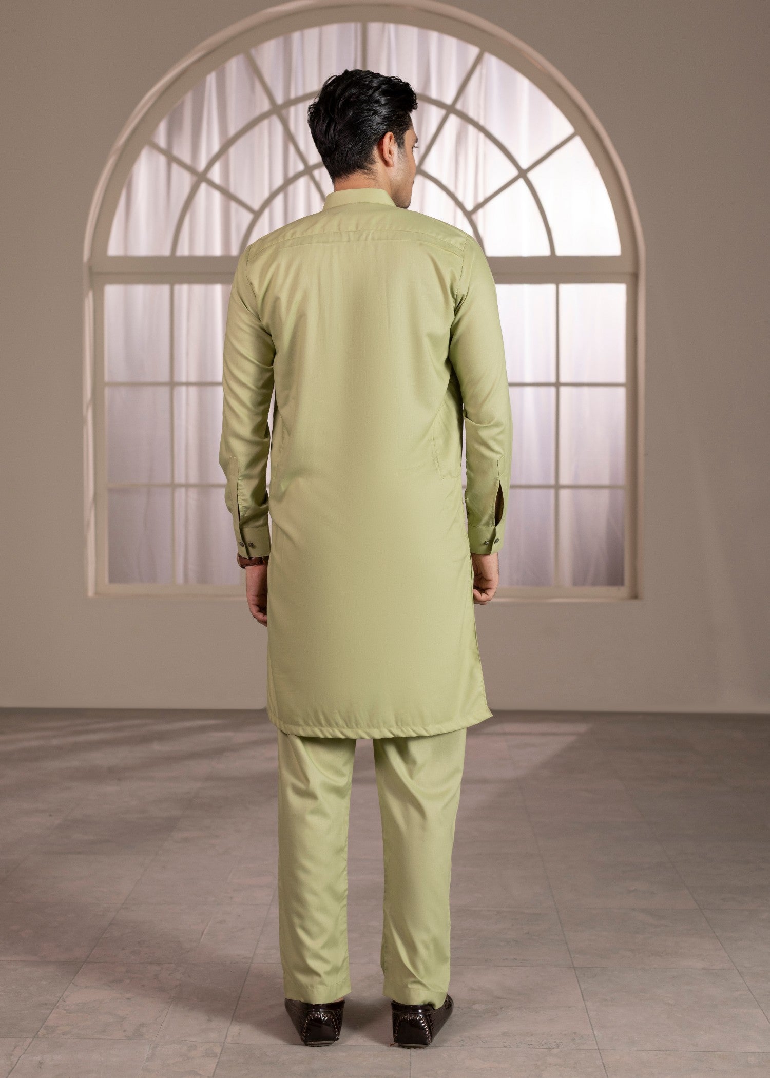 wash & wear Kurta Set in Tea green