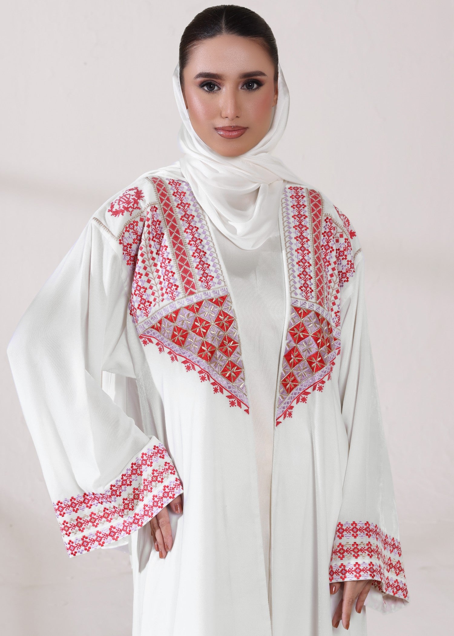 chinese micro velvet 9000 Abaya in White