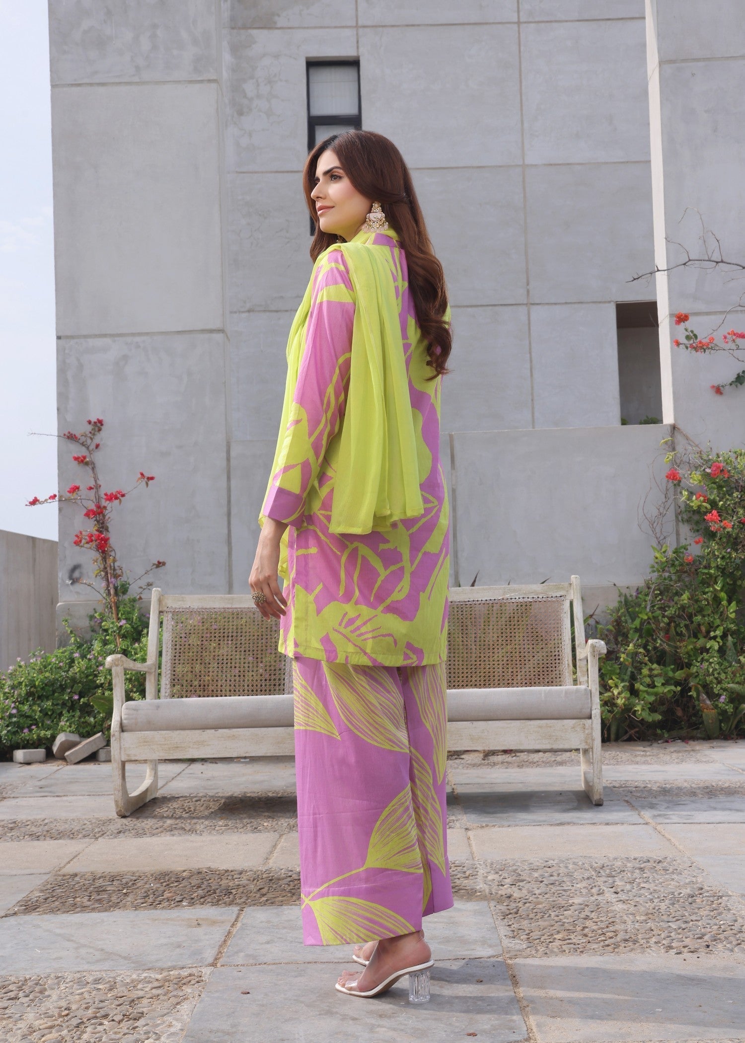 lawn Kurta Set in Pink