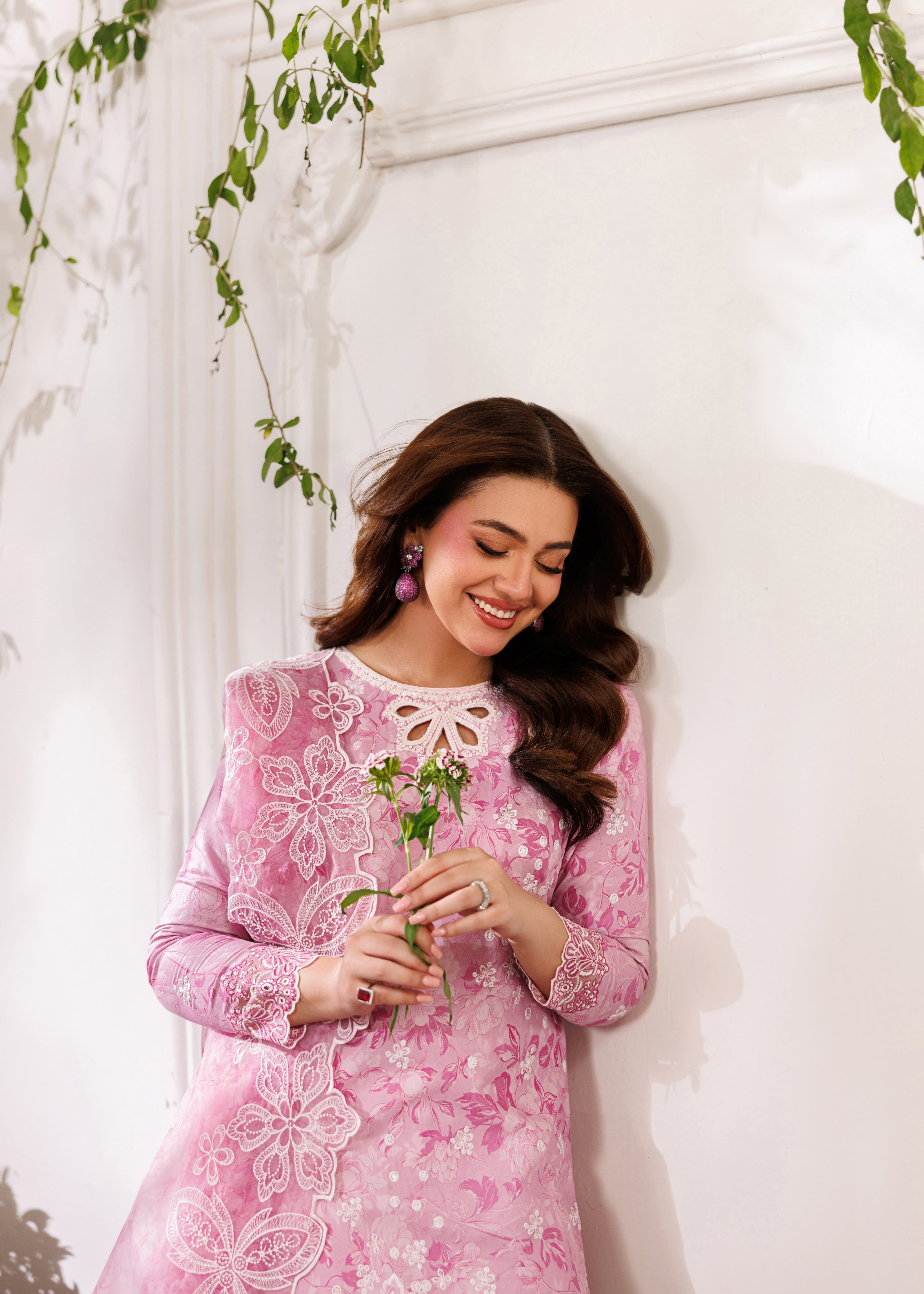 poly organza Kurta Set in Pink