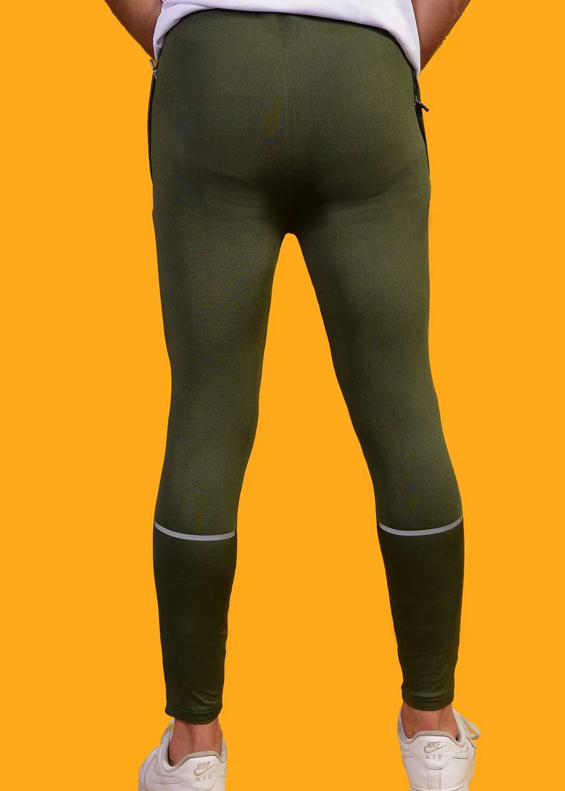 polyester Trousers in Olive green
