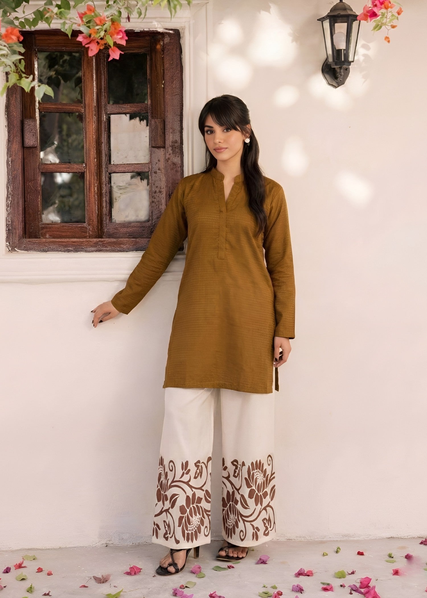 linen Kurta Set in Mari gold