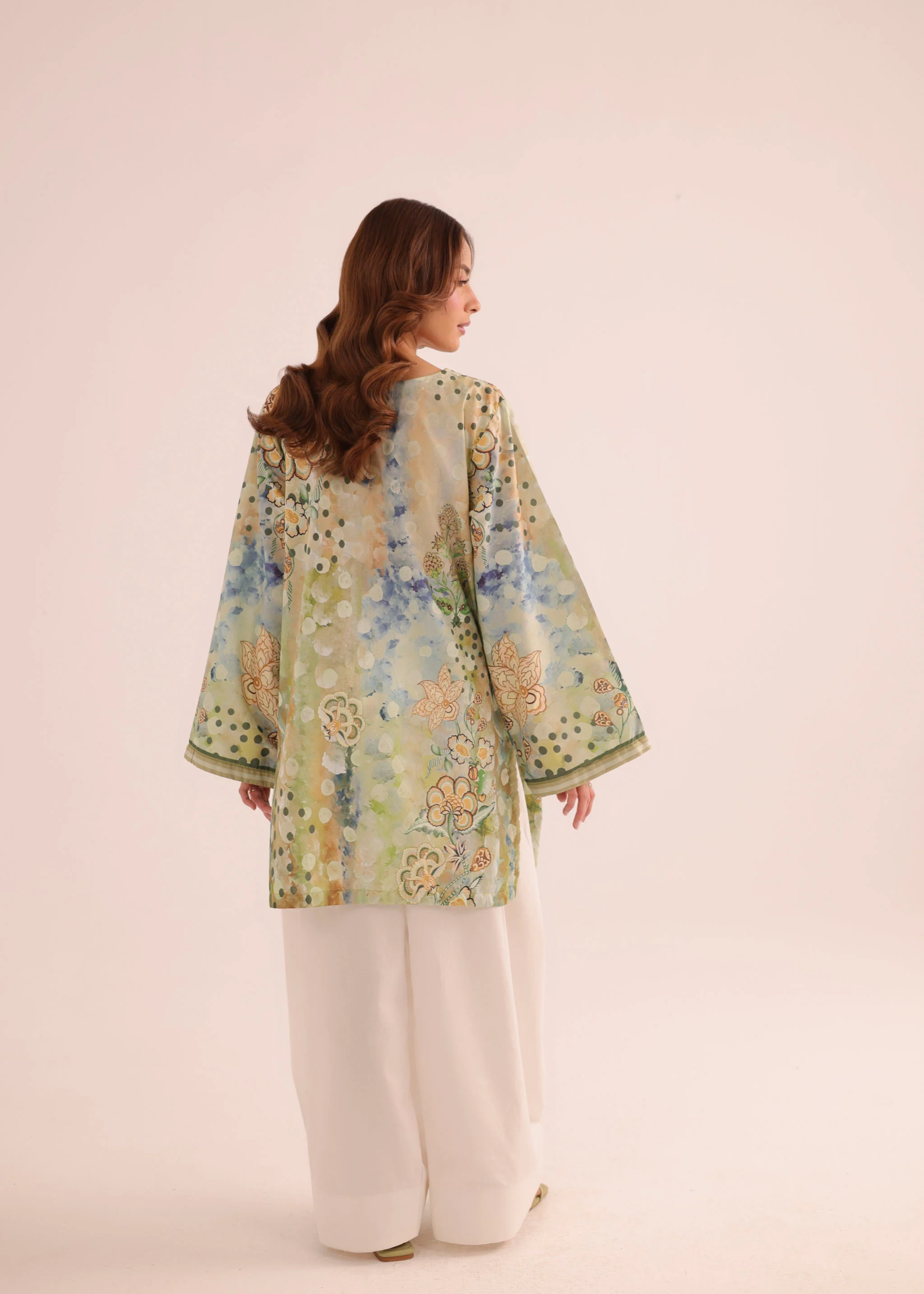 poly lawn Kurti in Pistachio green