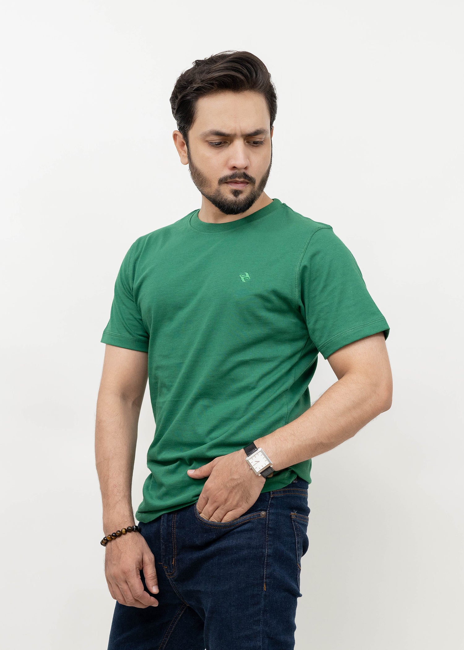 cotton jersey T Shirt in Green by Navza