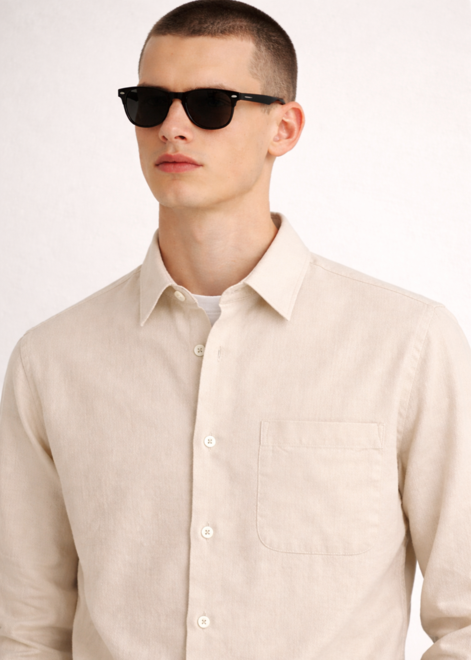 cotton linen Casual Shirt in Beige