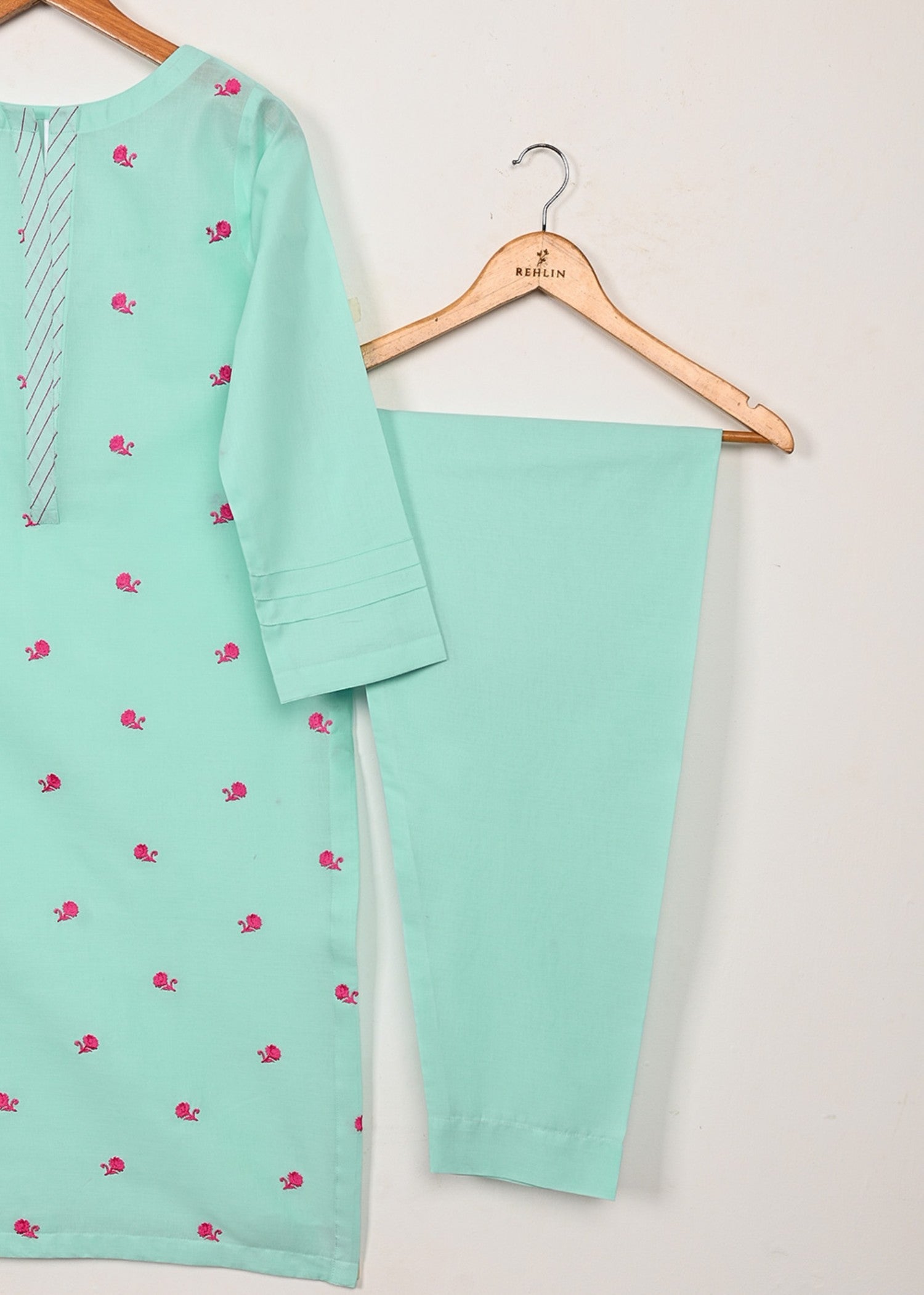 cambric Kurta Set in Aquamarine