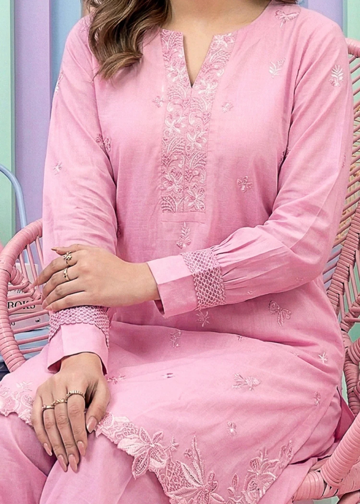 lawn Kurta Set in Cotton candy