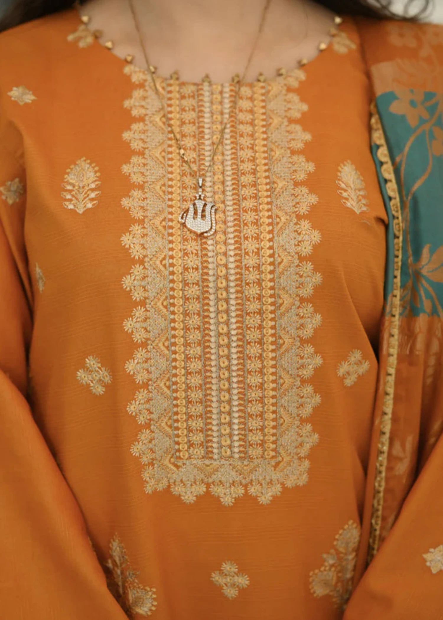 dhanak Kurta Set in Goldenrod
