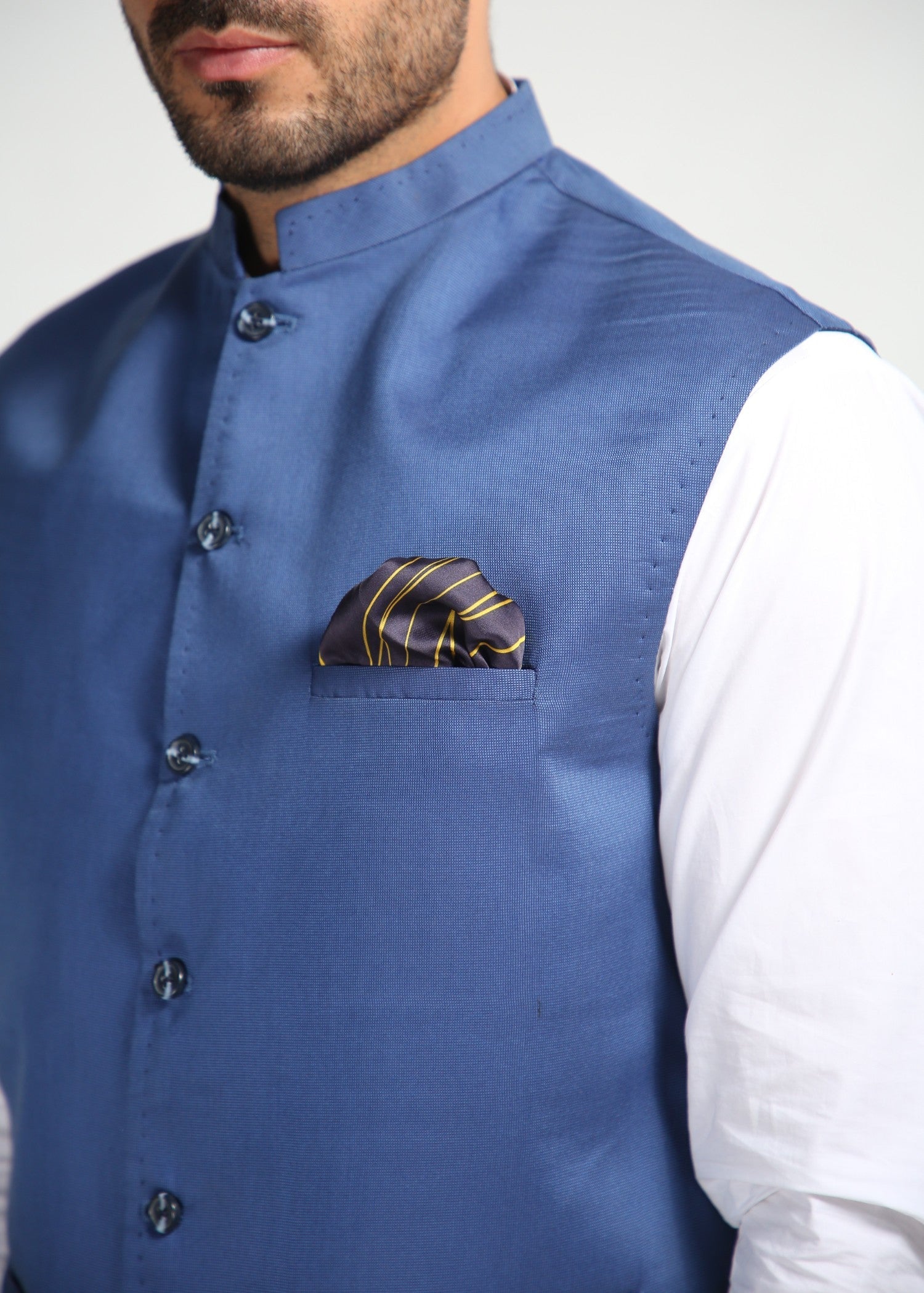 linen Waistcoat in Blue