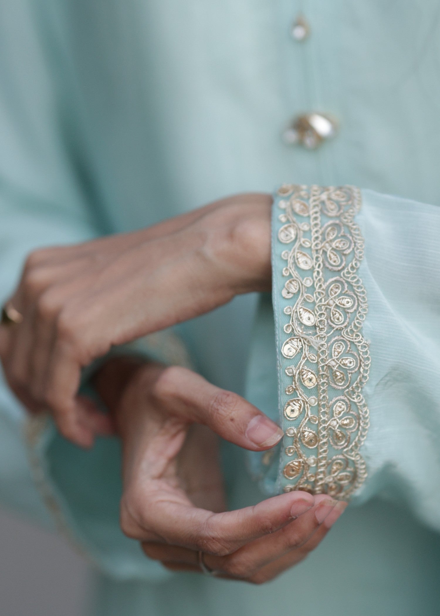 pk raw silk Kurta Set in Ice blue