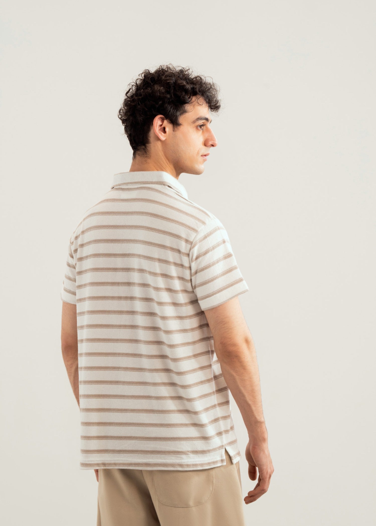 cotton Polo Shirt in Brown, white