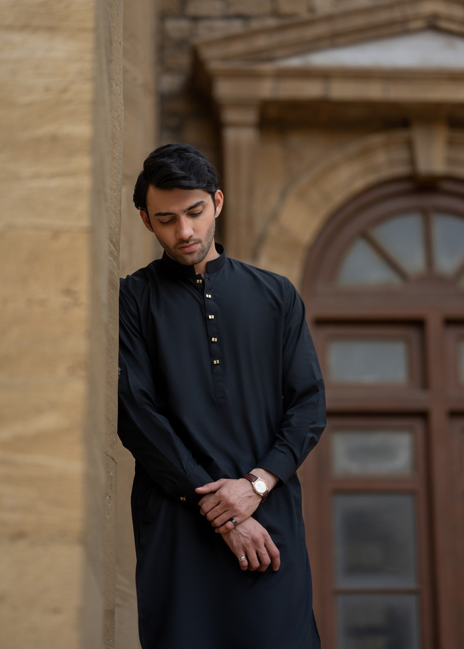 wash & wear Shalwar Kameez in Black by Miras