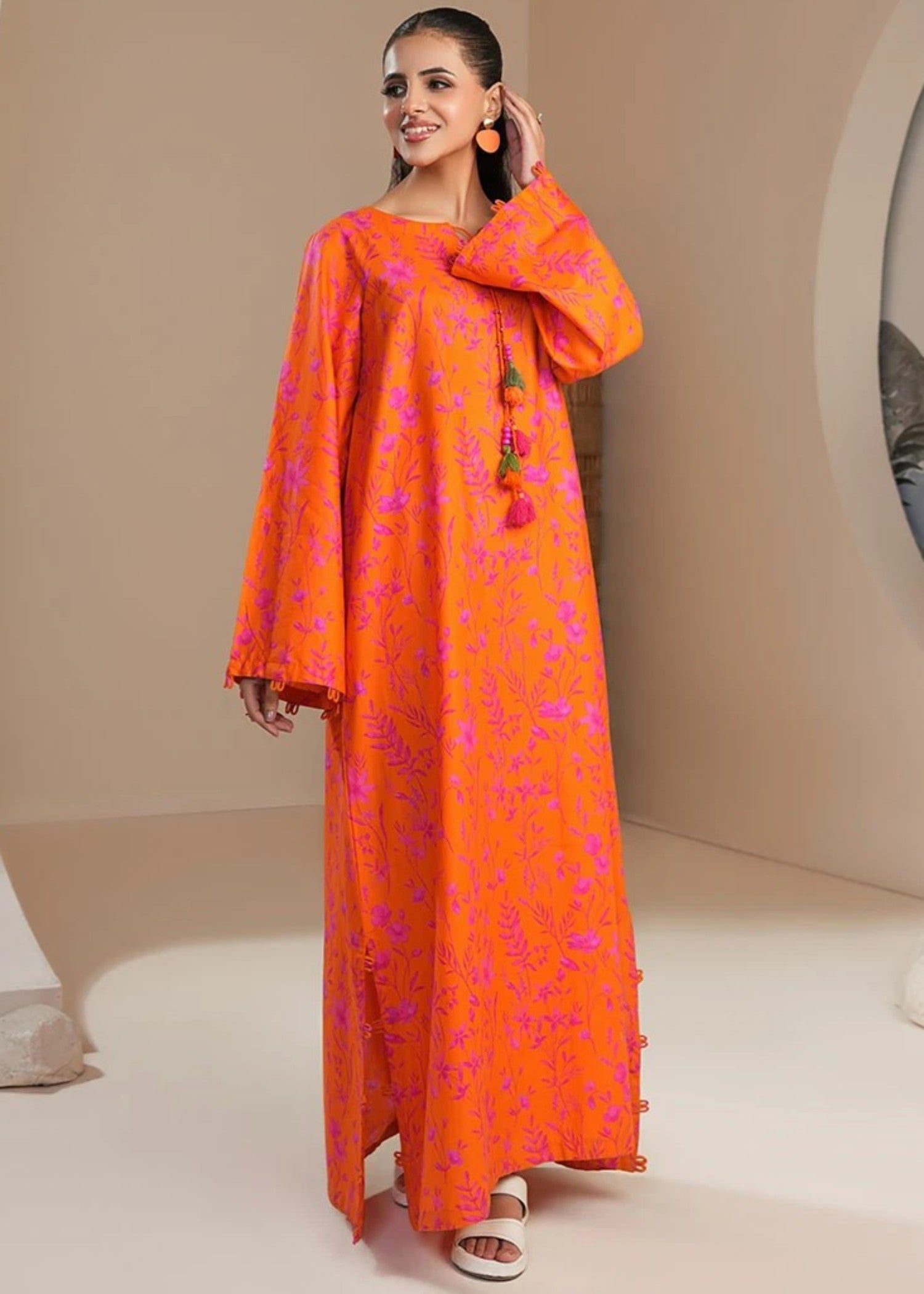 cambric Kaftan in Pumpkin orange