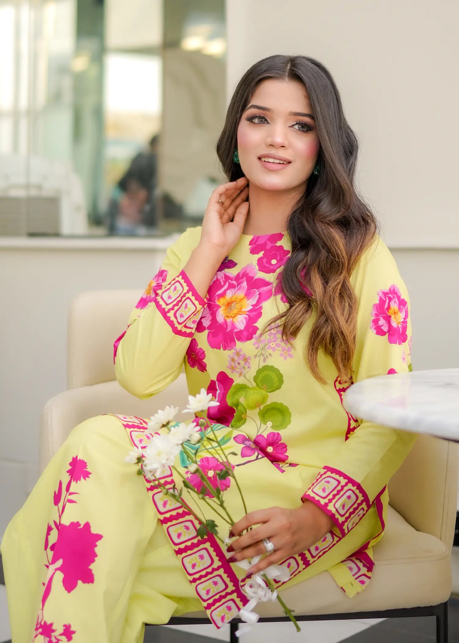 lawn Co ord Sets in Lemon, cherry blossom pink, shocking pink