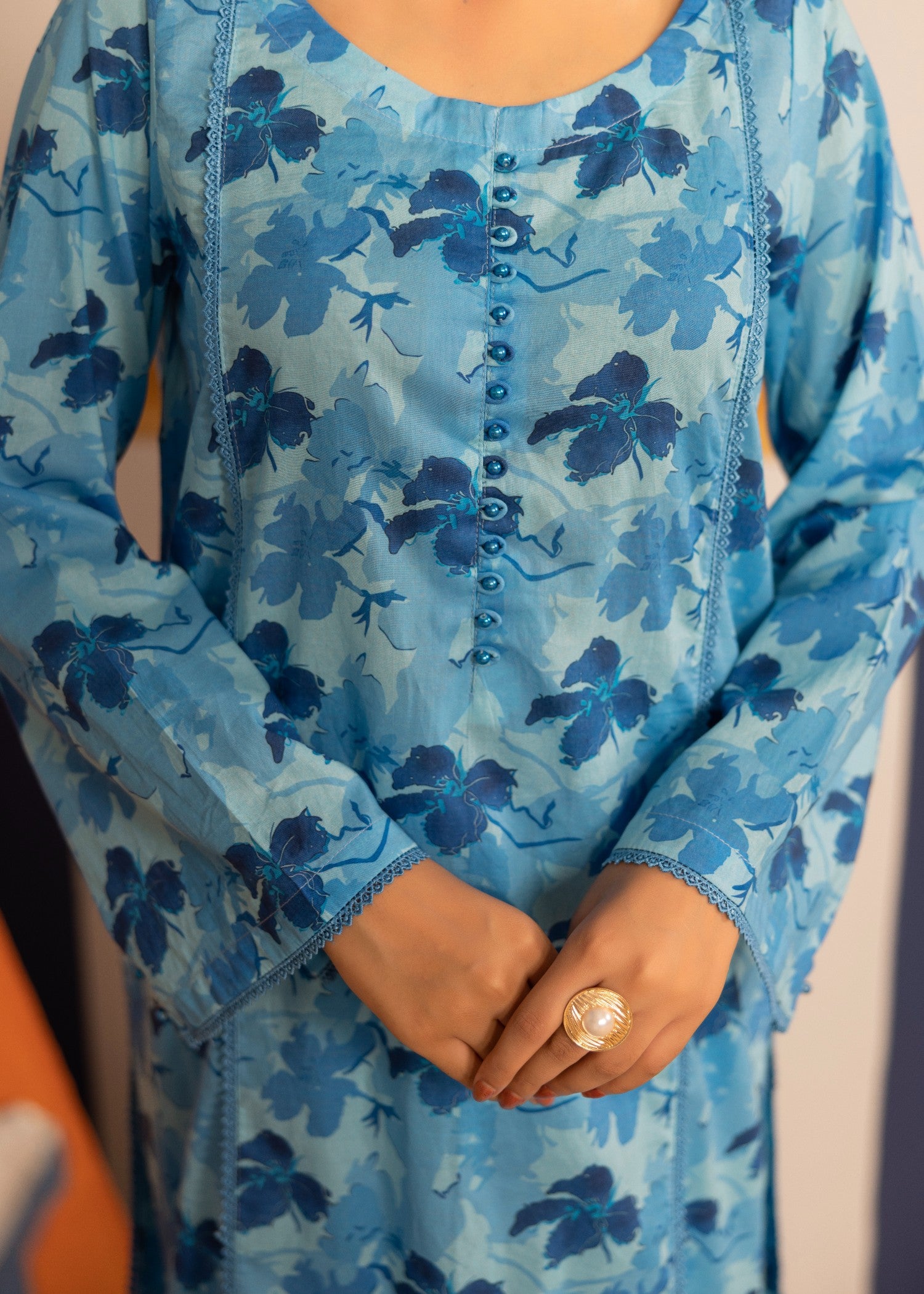 lawn Co Ord Sets in Sky blue, powder blue