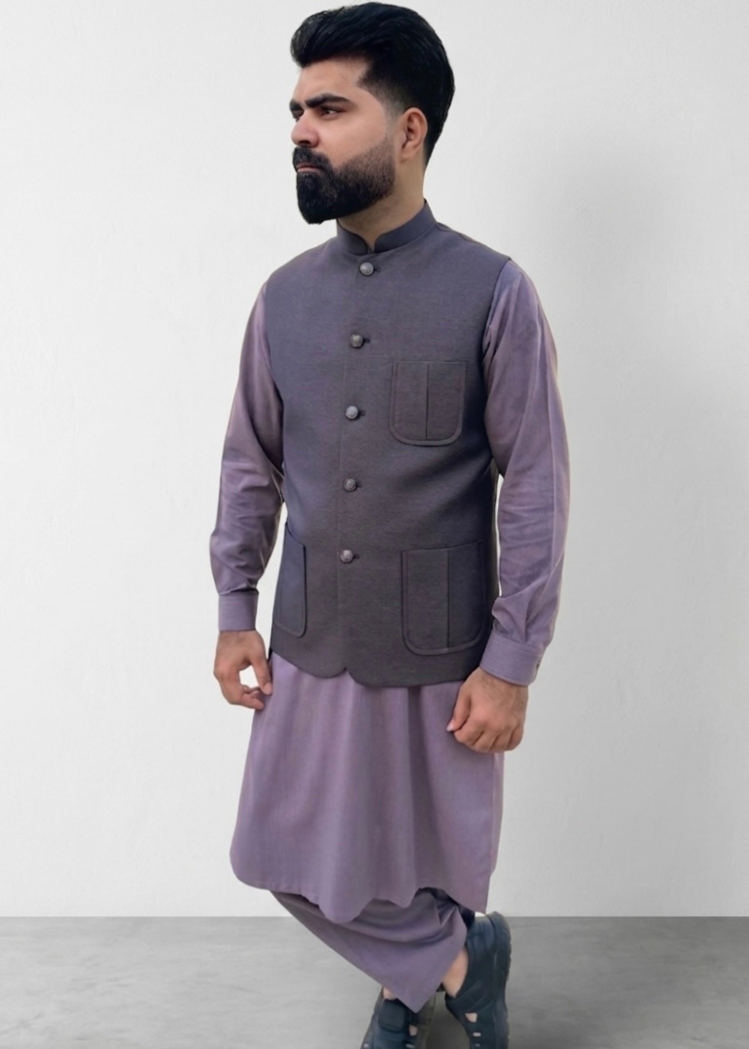 tropical Waistcoat in Dark grey by Bin Inam Legacy