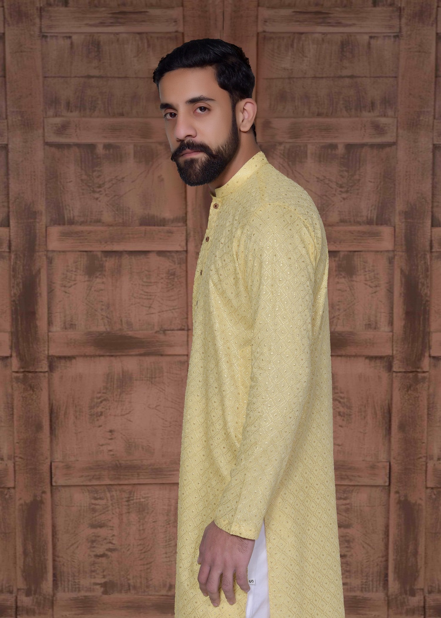 chikankari cotton Kurta in Lemon