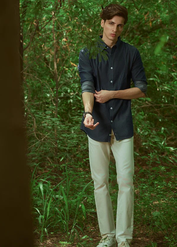 twill cotton Pants in White