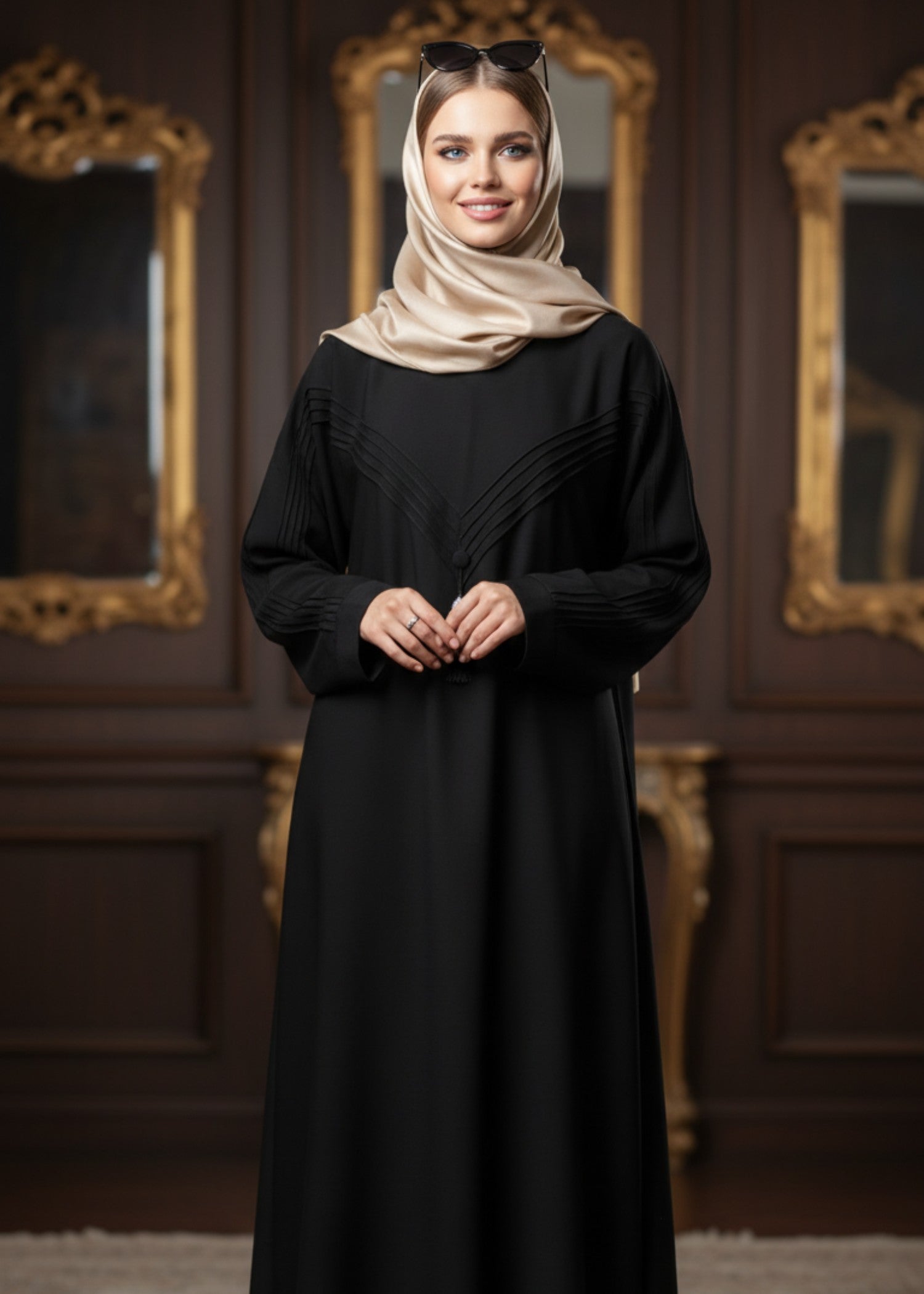 nidha Abaya in Black