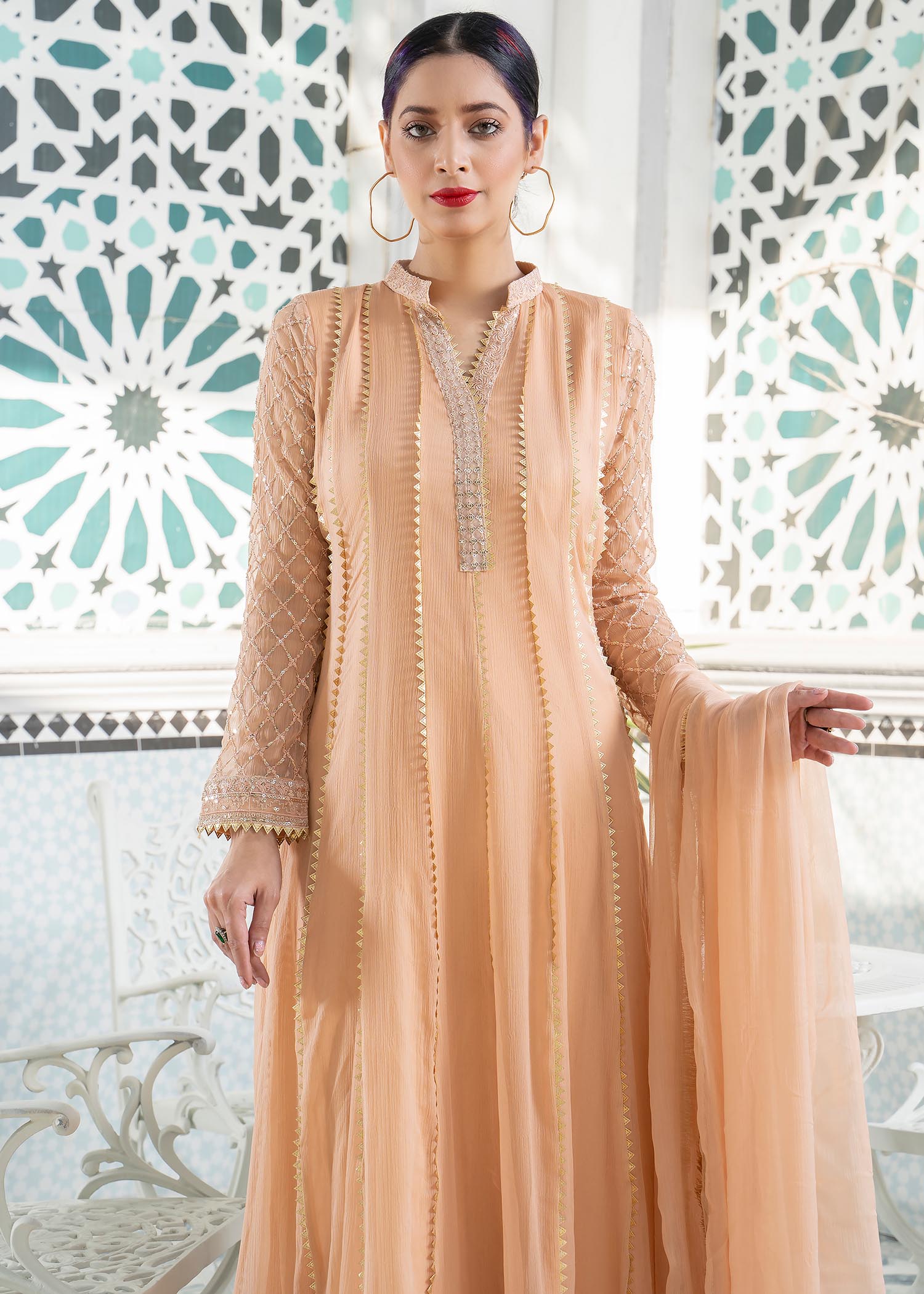 chiffon Maxi in Peach pink