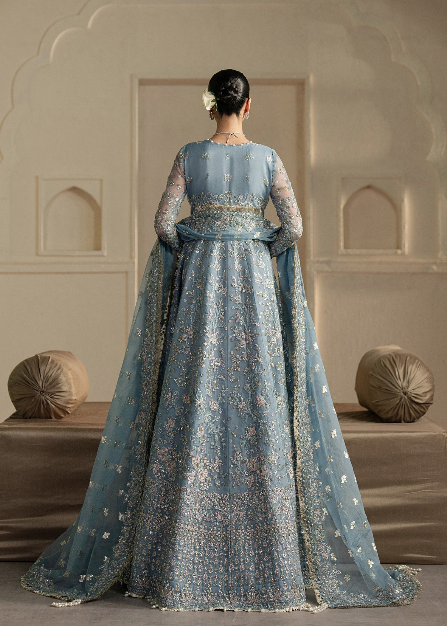 organza Unstitched in Powder blue