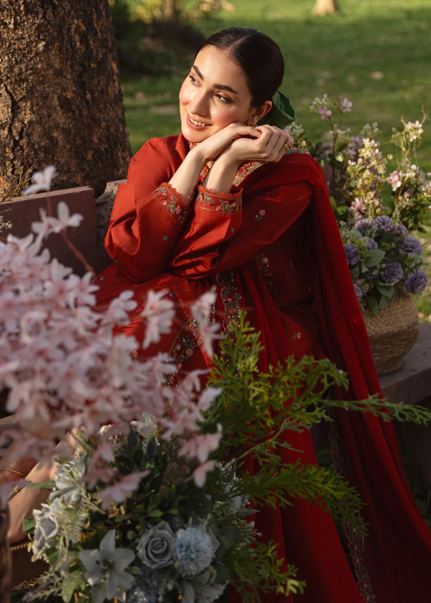 cotton Kurta Set in Brick red