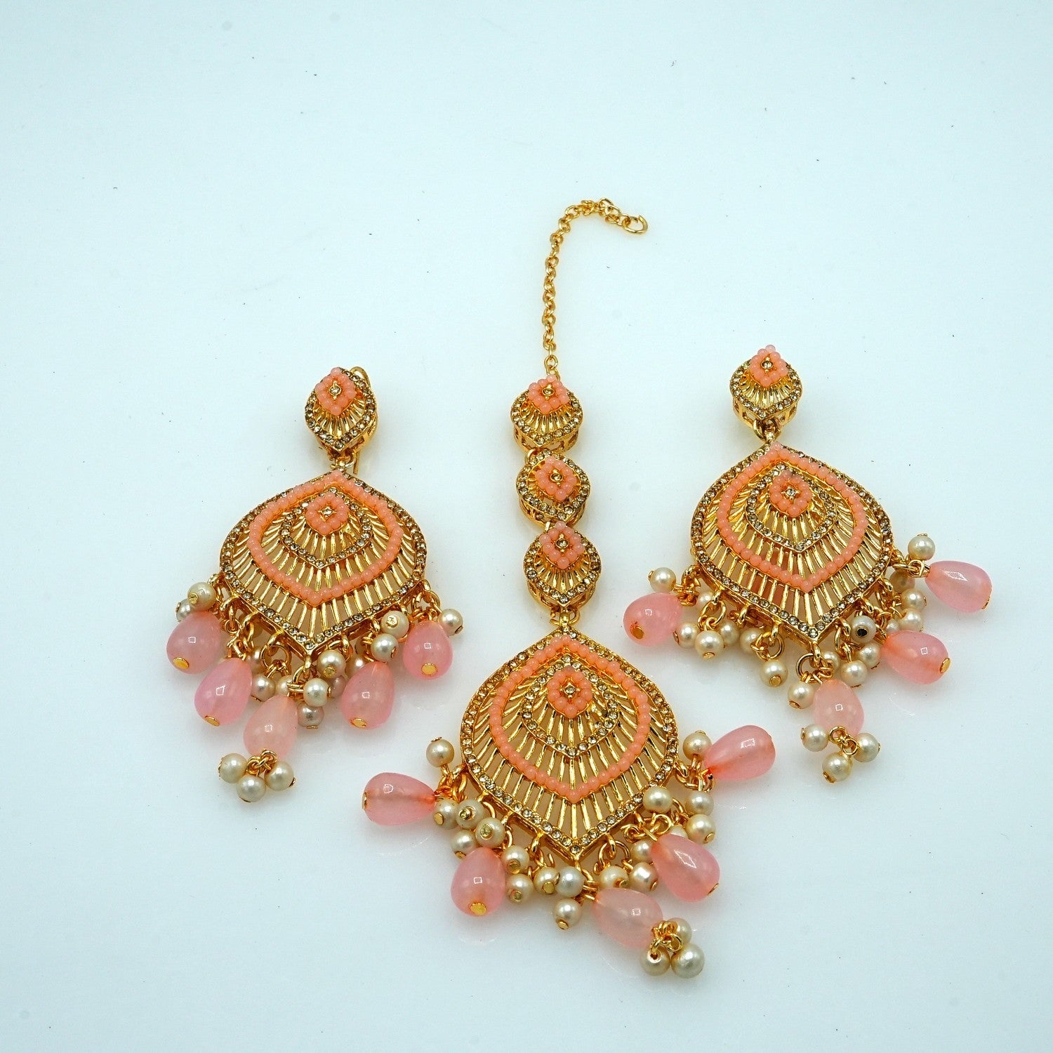 Jewelry Set in Peach pink Color by - Trendy Women Jewelry Set JBM0429