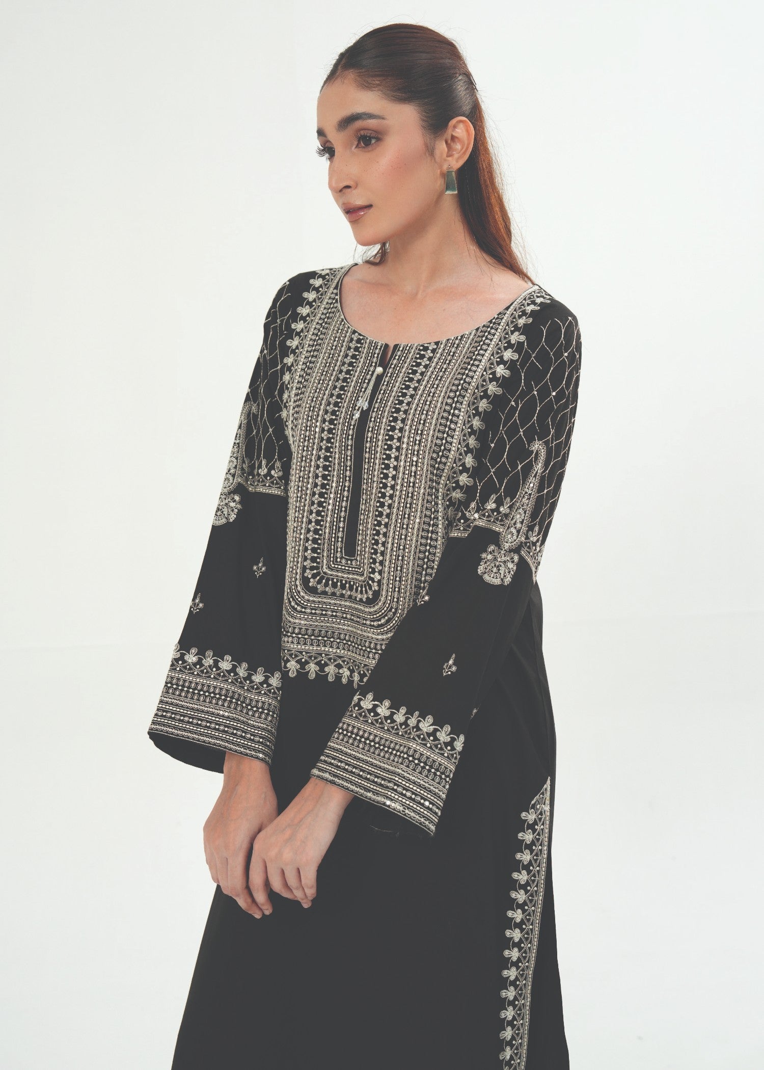 lawn Kurta Set in Jet black