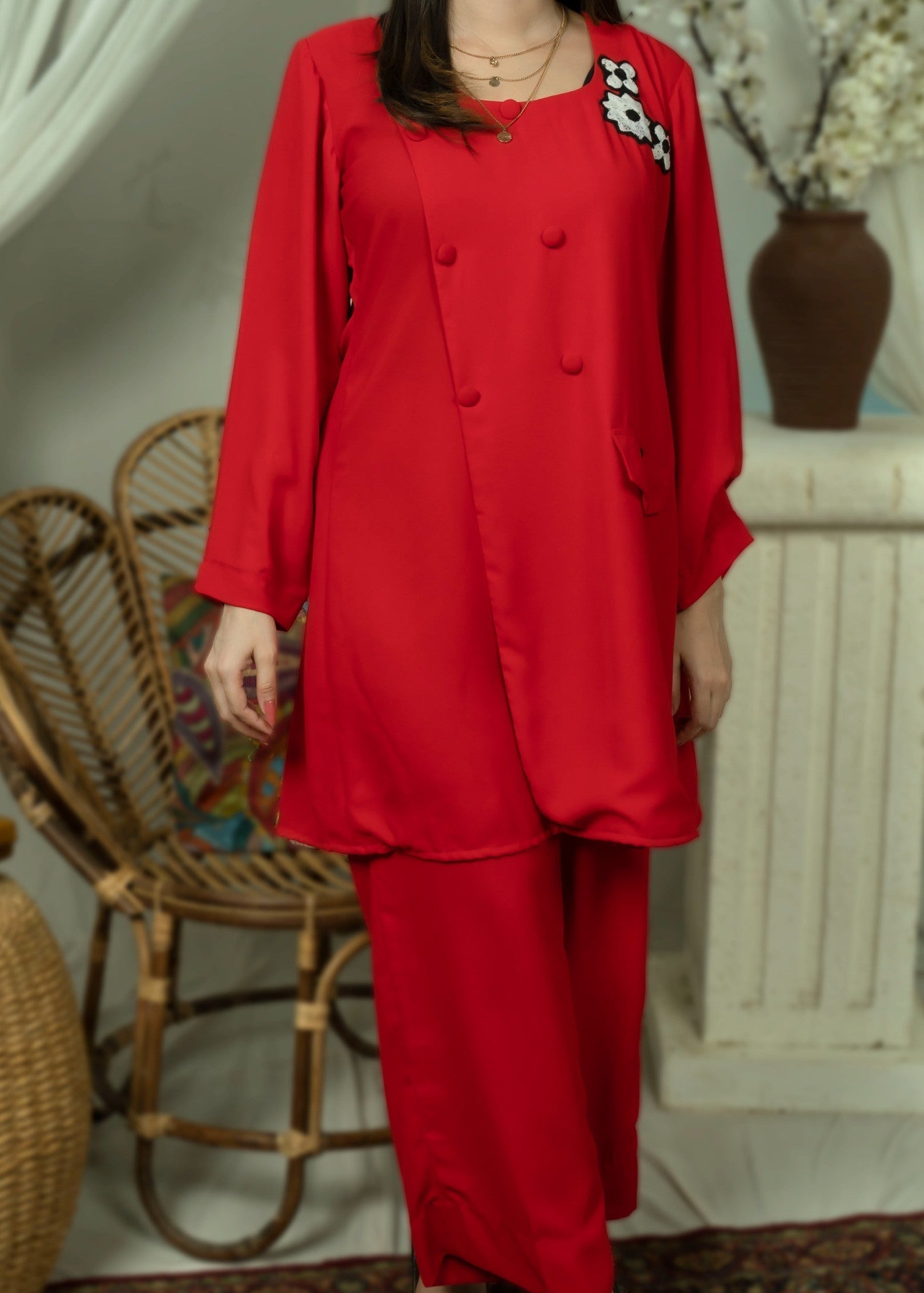 georgette Co ord Sets in Blood red