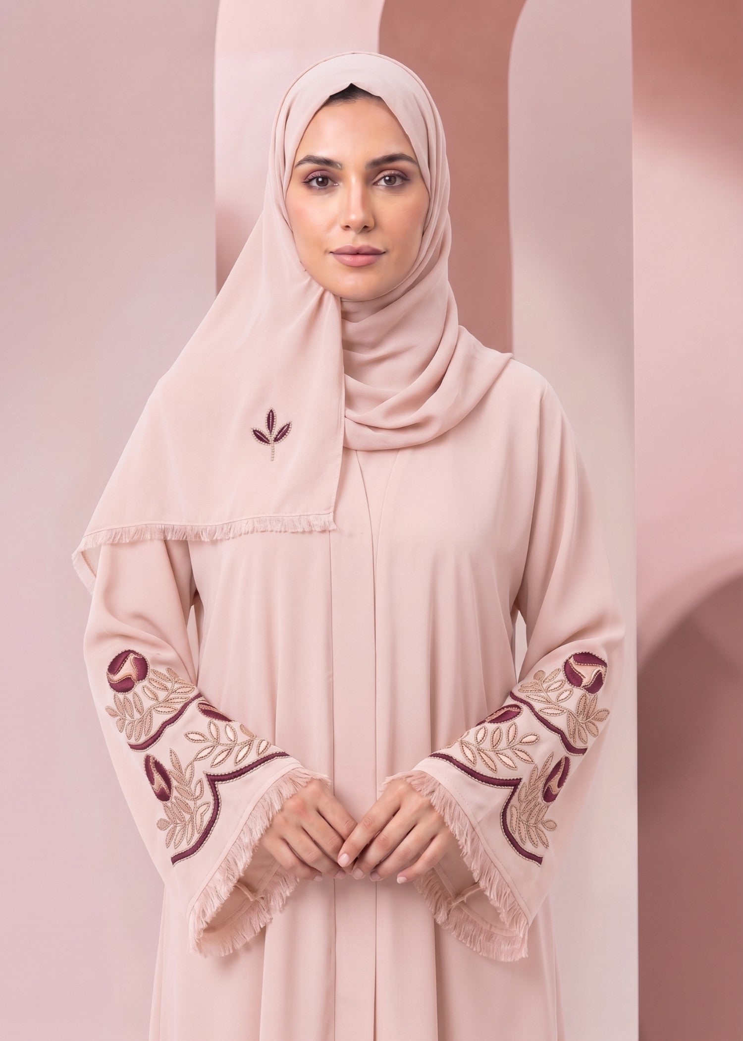 georgette Abaya in Blush pink