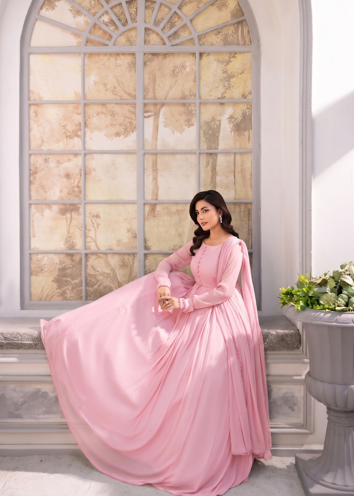 chiffon Maxi in Light pink