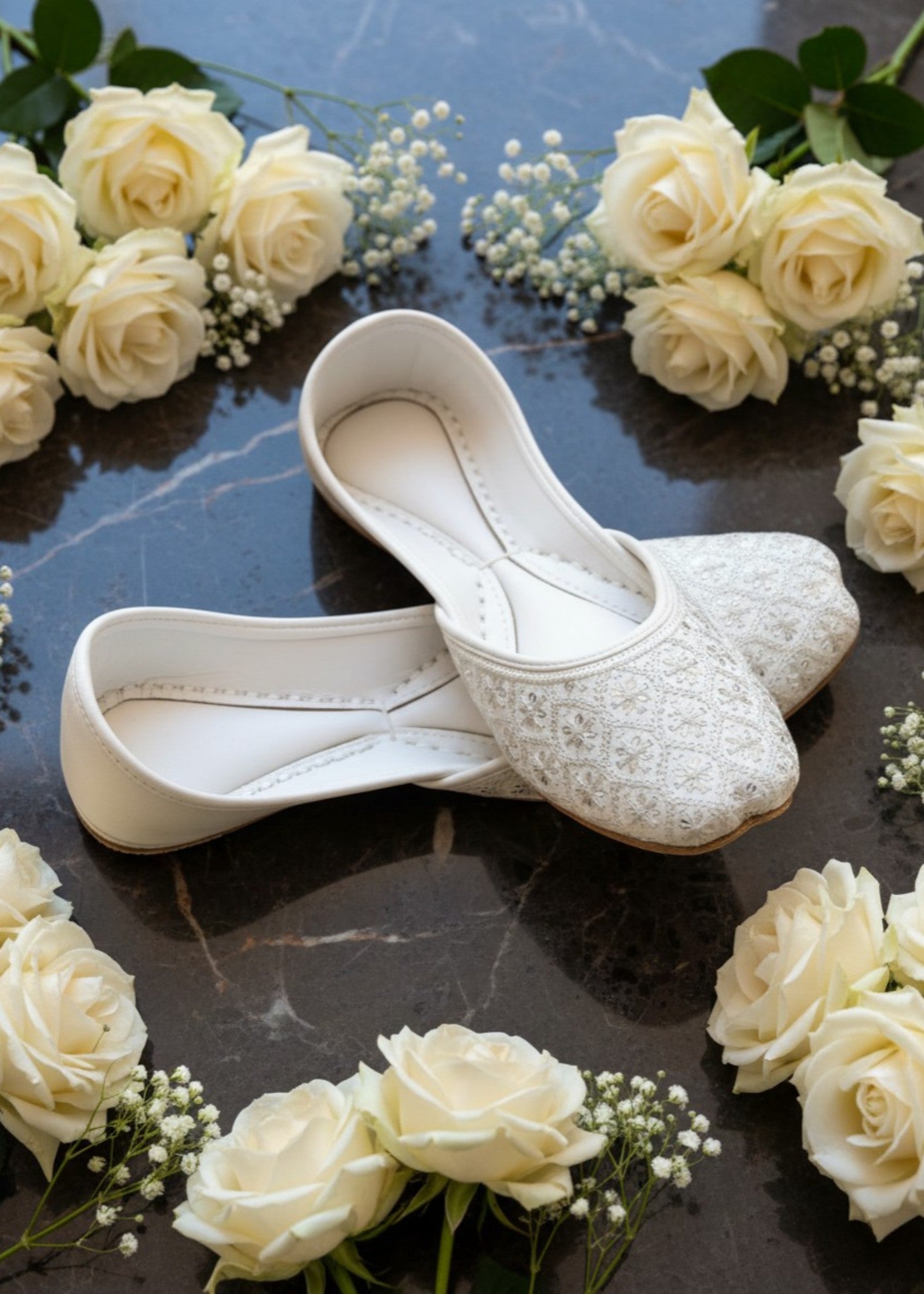 Khussa in White by - High Quality Women Khussa KAM1789