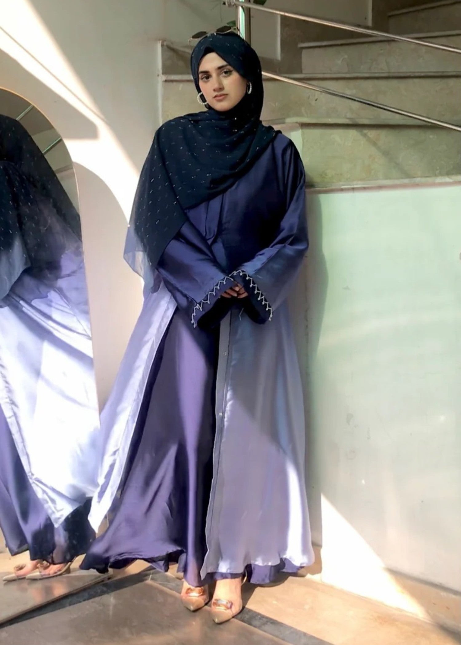 silk Abaya in Royal blue