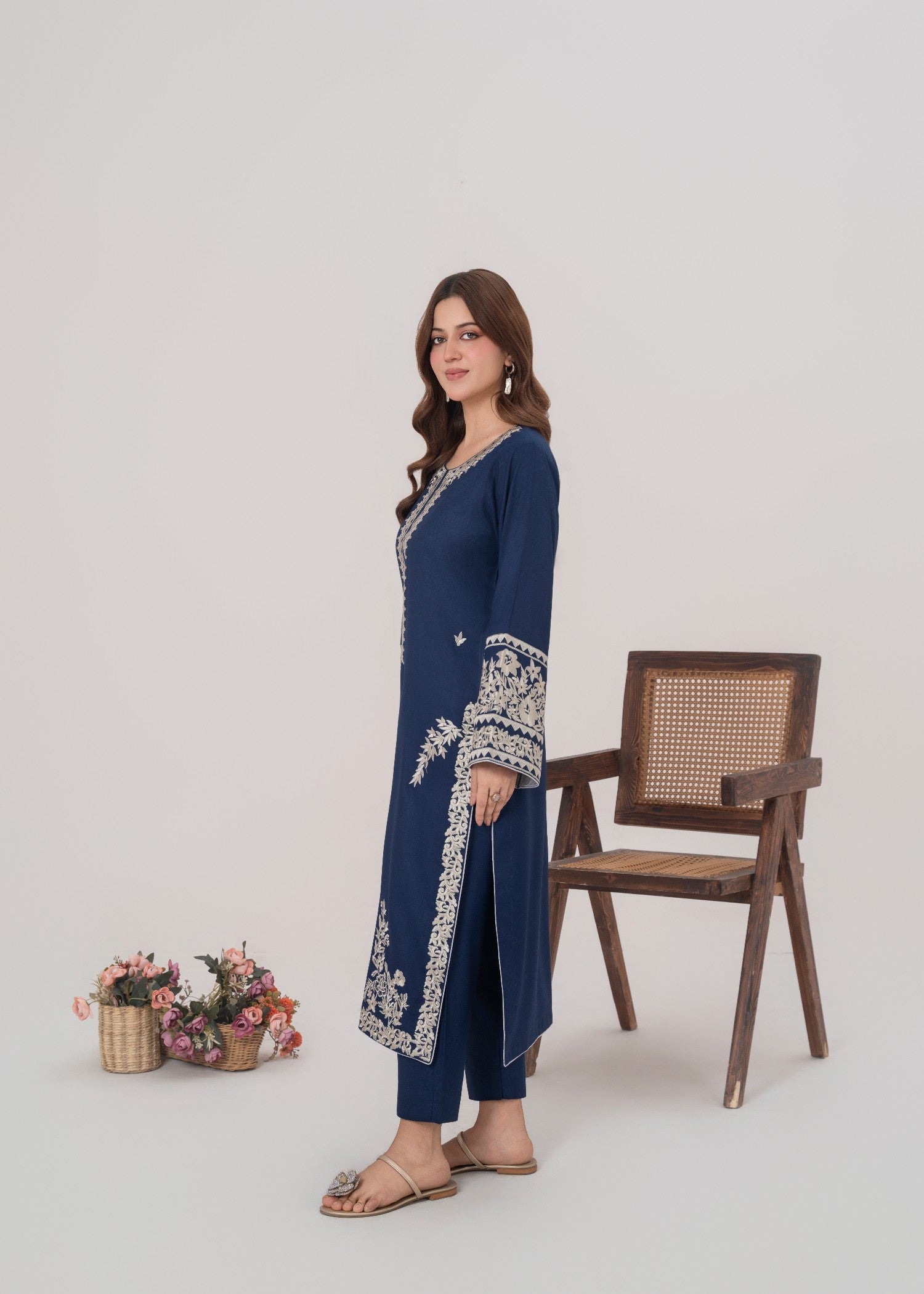 dhanak Kurta Set in Cobalt blue