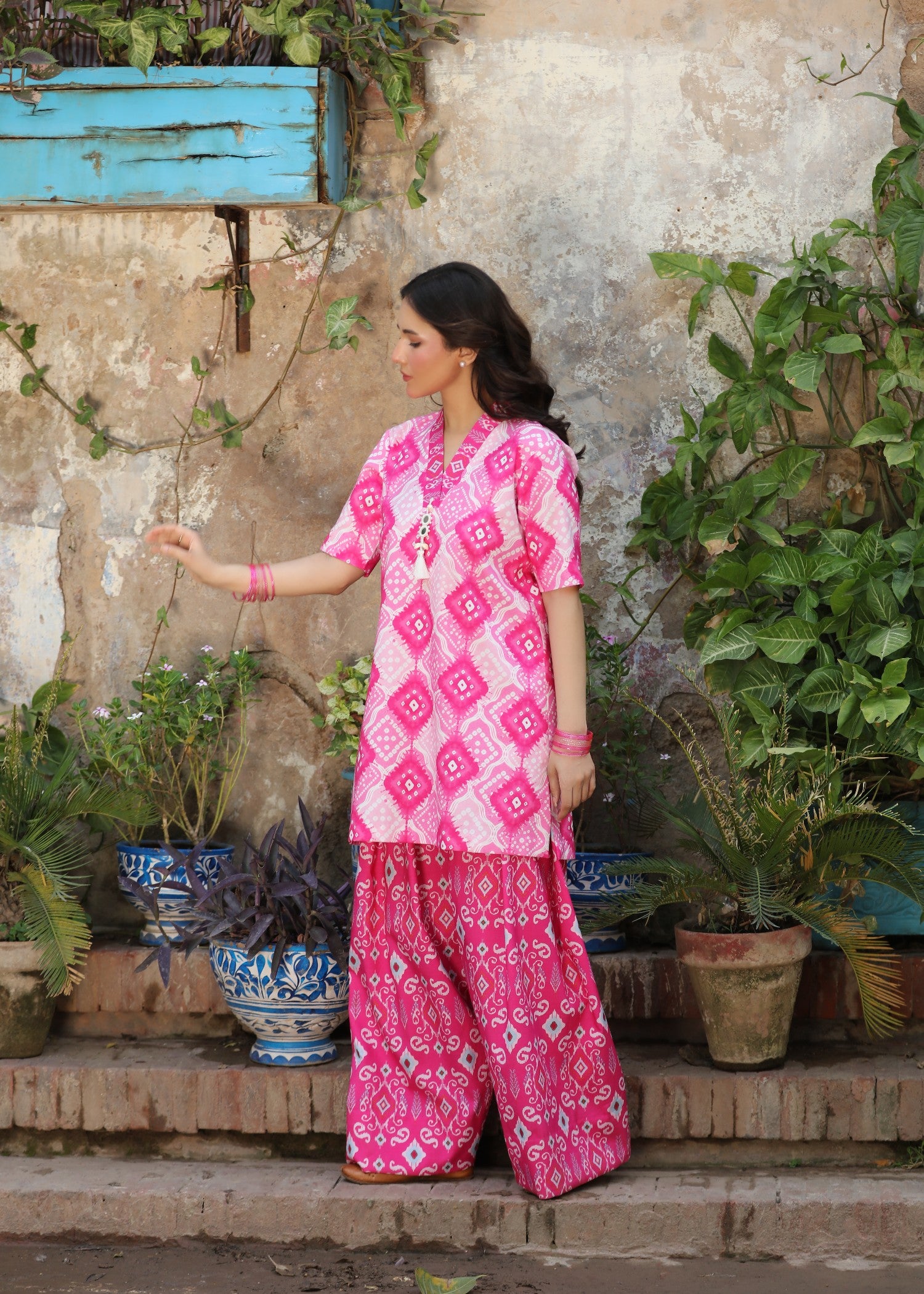 lawn Unstitched in Bubblegum pink, shocking pink