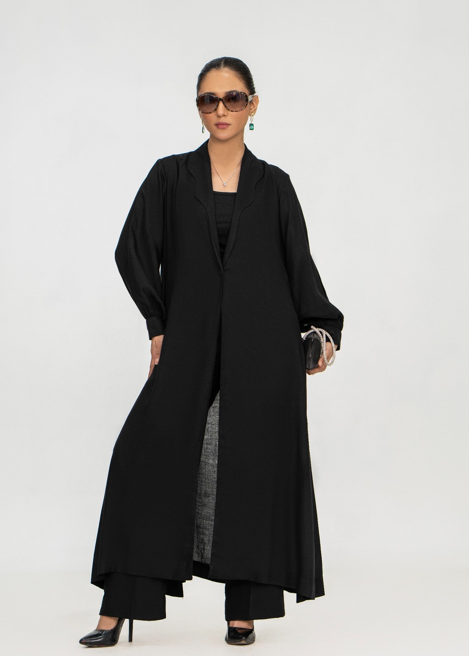 arabic lawn Gown in Black