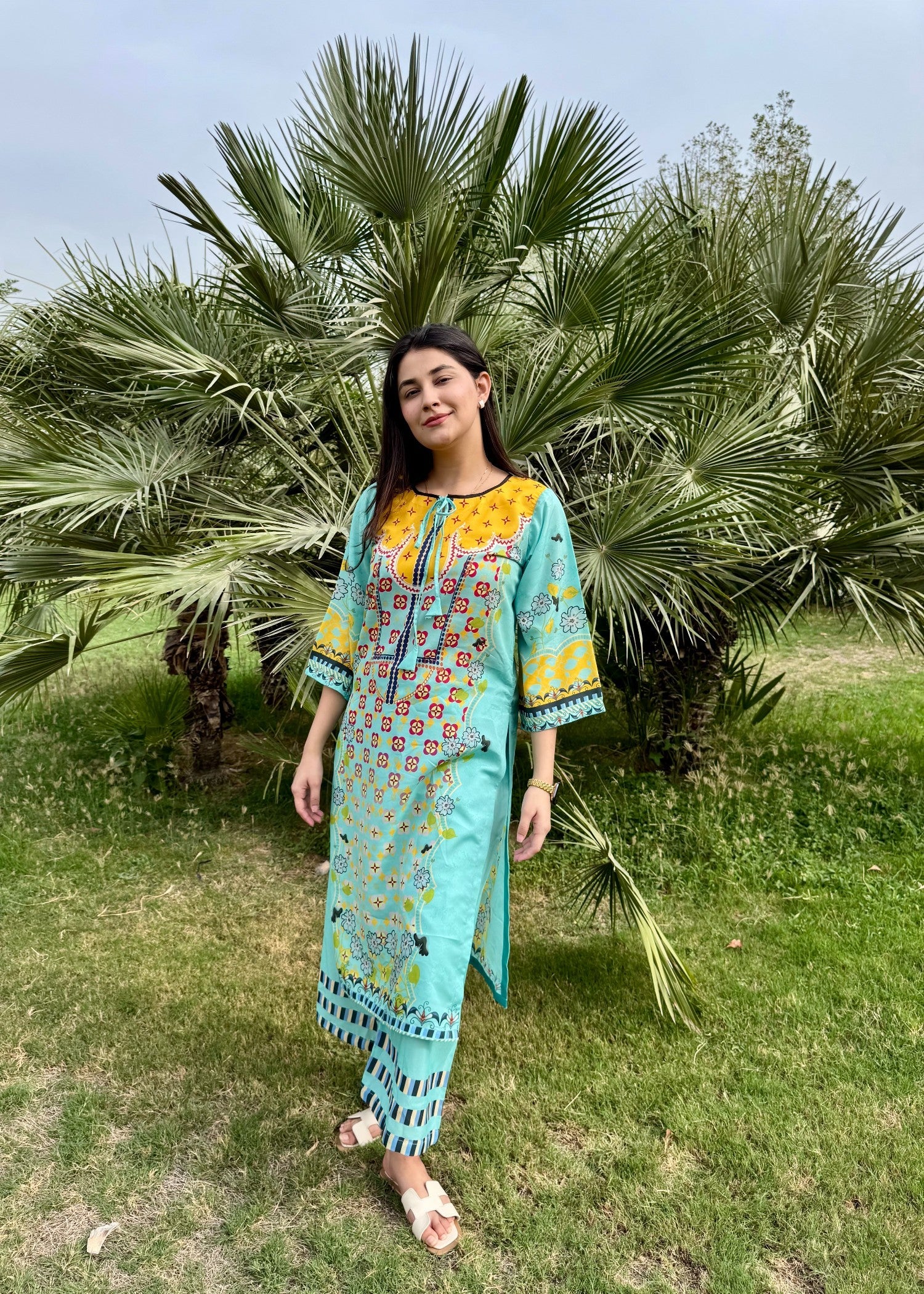 poly lawn Co Ord Sets in Aquamarine
